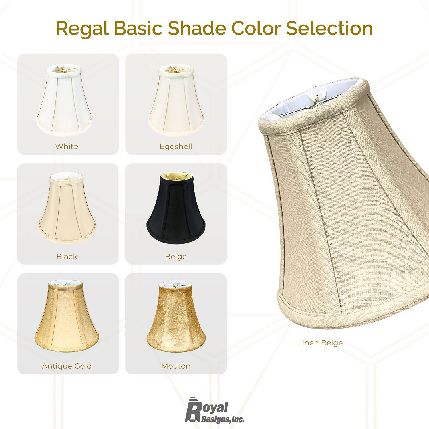 Royal Designs, Inc. True Bell Lamp Shade With Round Clip, Bs-704Rc-7Wh-2, White, 3.75 X 7 X 6.75, Set Of 2