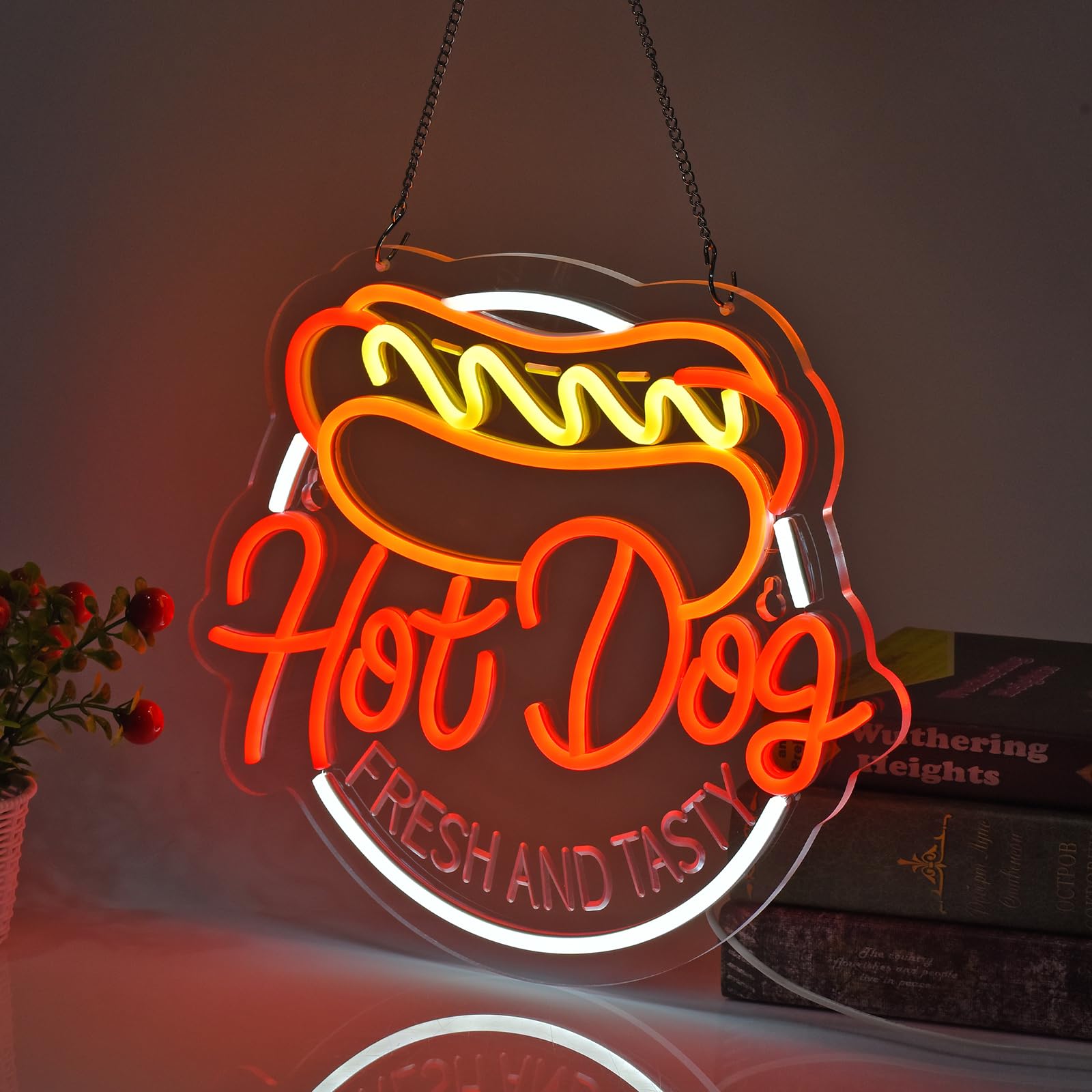 Jomobuty Hot Dog Neon Sign For Wall Decor Led Light Up Sign Business Signage For Home Kitchen Restaurant Bar Cafe Fast Food Shop Gift 14.6 X 12.6 Led Art Wall Hanging Decorative Lights