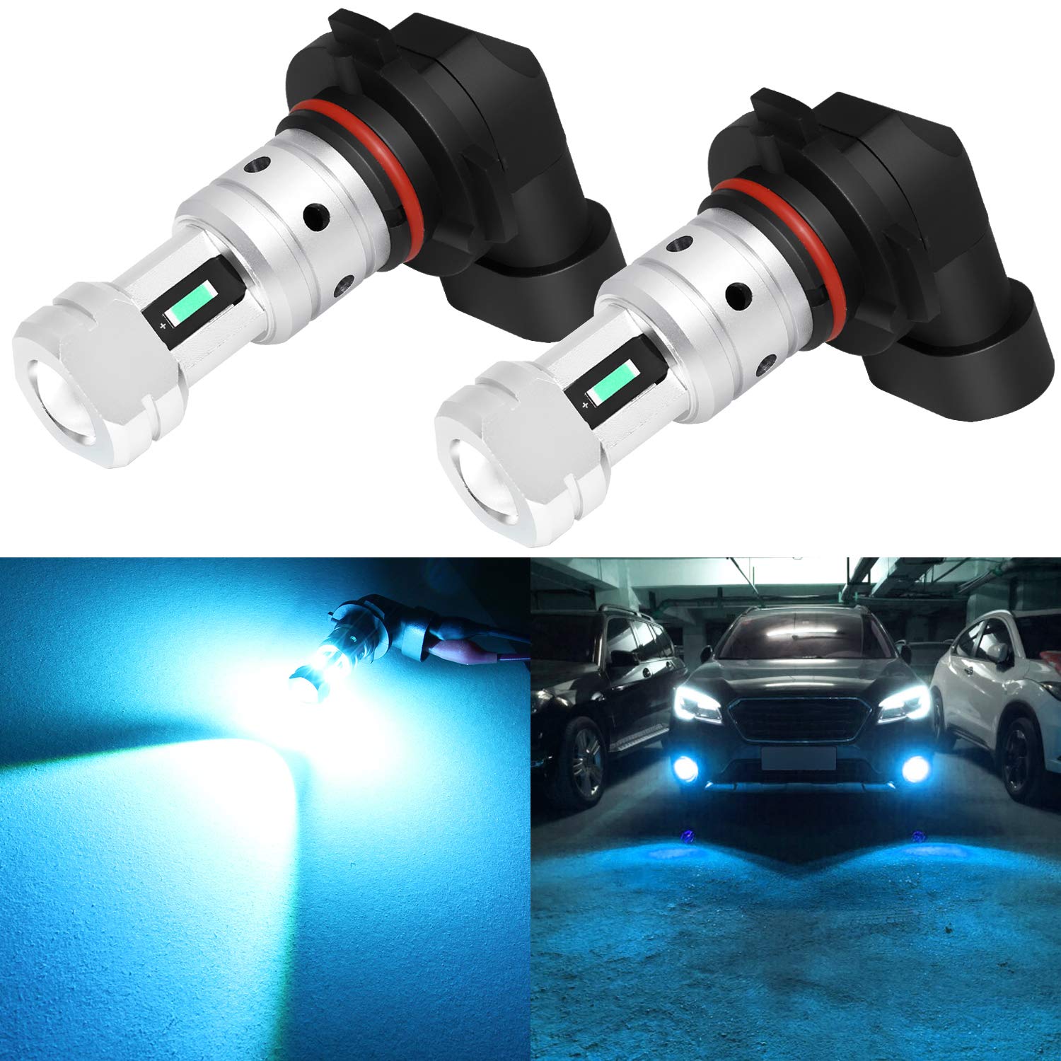 PHINLION H10 LED Fog Light Bulbs, 3800 Lumens, 8000K Ice Blue, Non-polarity, Pack of 2, Model Phinlion-H10