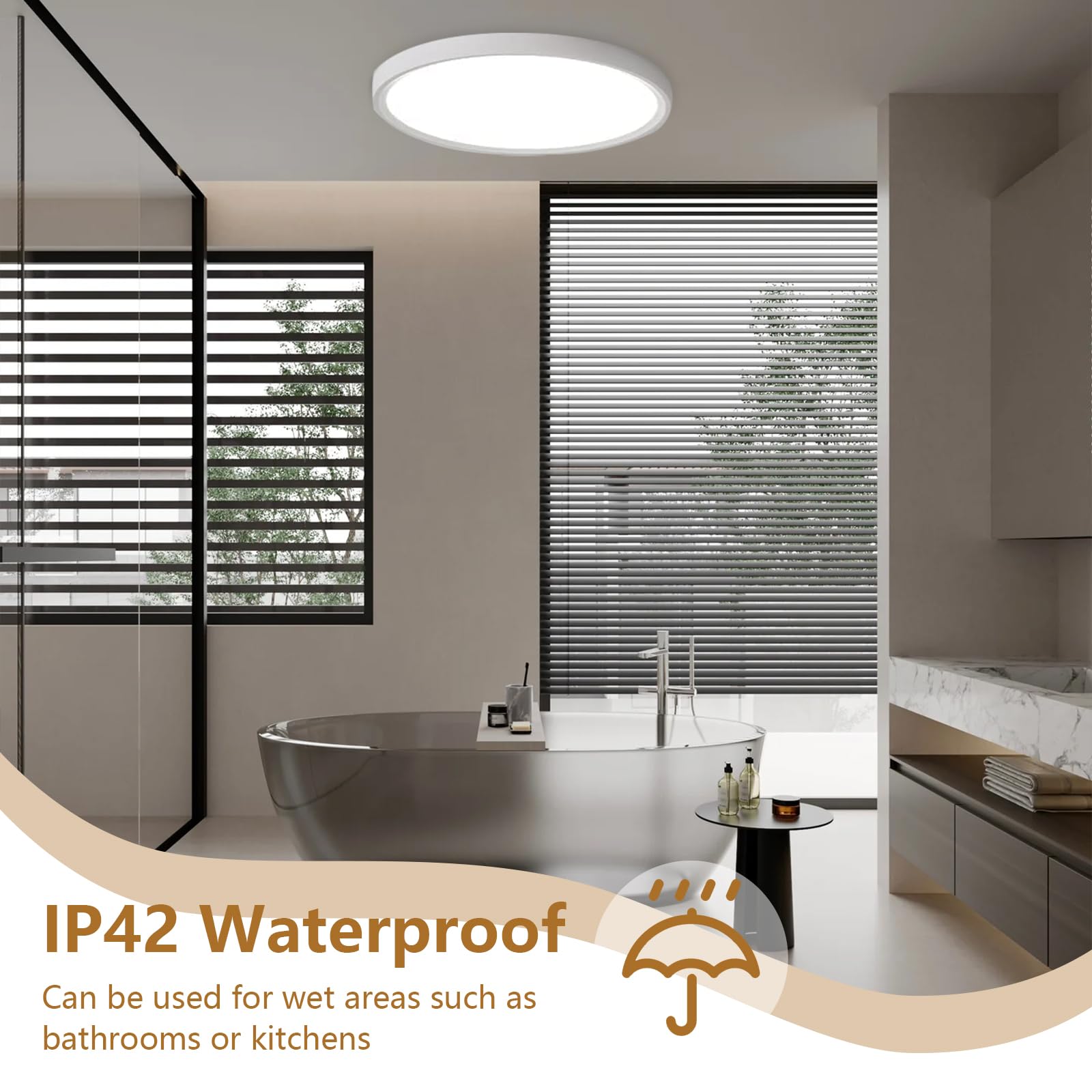 20 Inch Large Led Flush Mount Ceiling Light, 40W,4350Lm, 3000K/4000K/6000K Cct Selectable,0.98Inch Super Slim Led Ceiling Light,