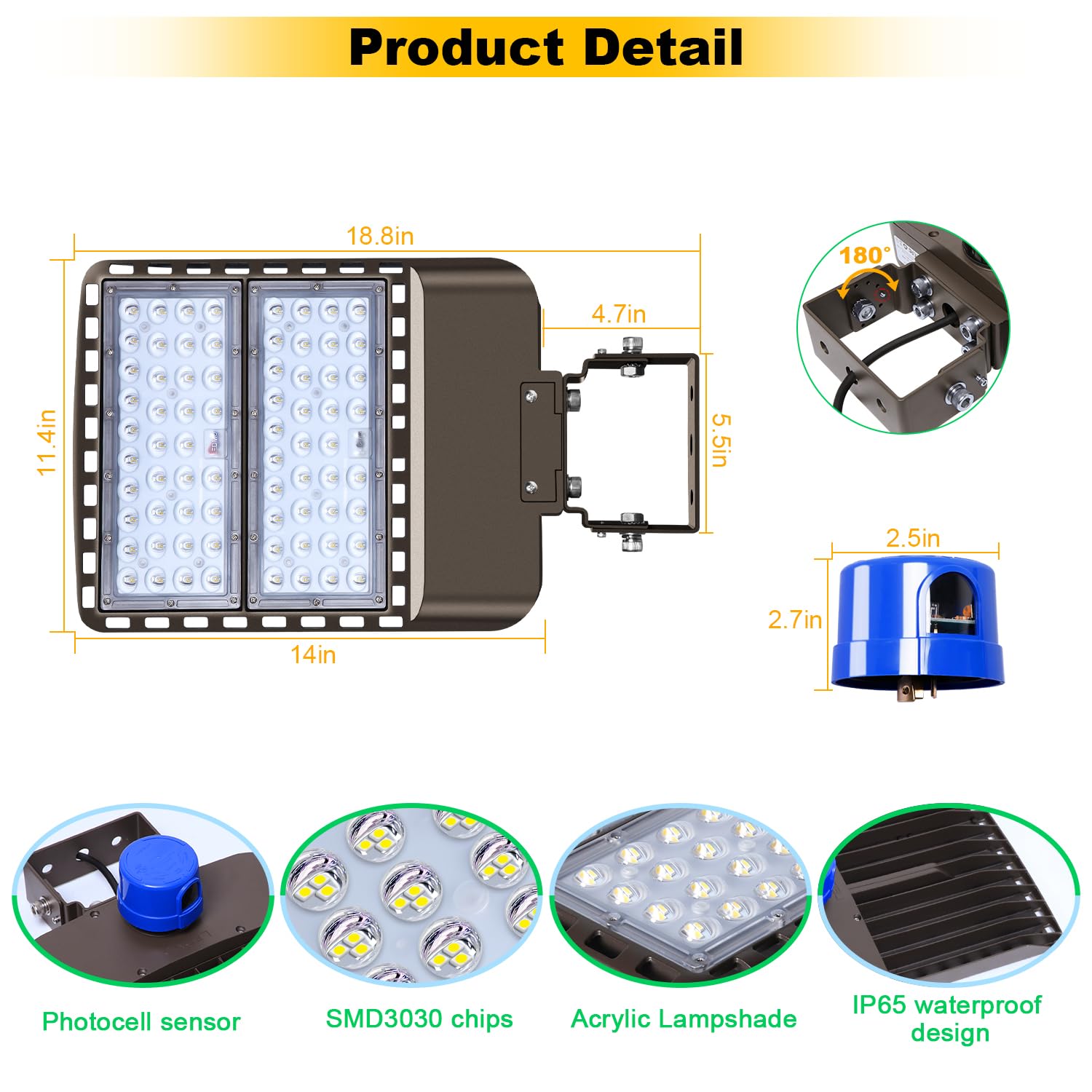 Biritalo 200W Led Parking Lot Light 28000Lm Dusk To Dawn Waterproof Floodlight 3 Pack