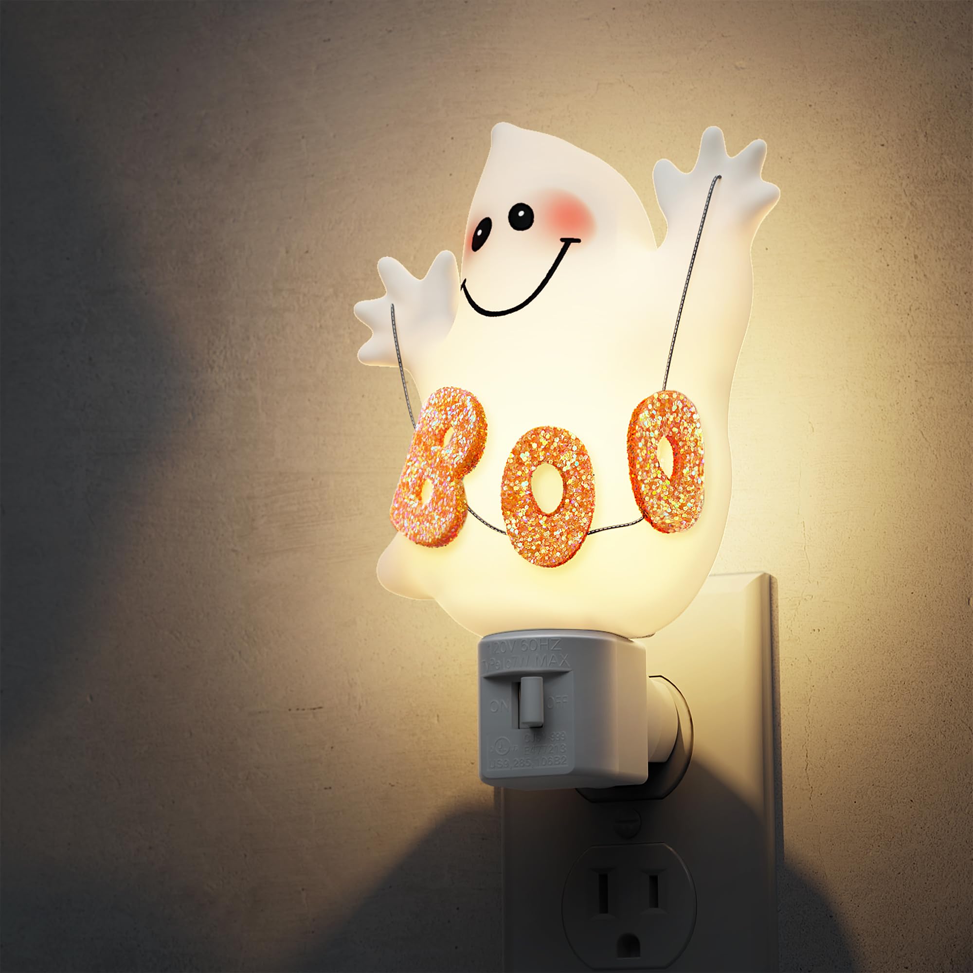 L LOHAS LED Halloween Night Light Plug in, Ghost Nightlight with UL,C7 Bulbs Changeable,Halloween Party Decorative for Adults,Ki