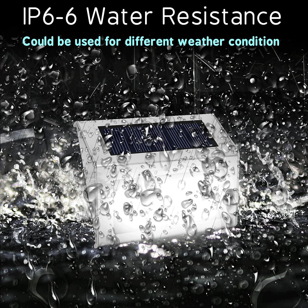 Solar Lights Outdoor Waterproof Deck Light, Solar Stair Lights Outside LED Step Lighting Stainless Steel for Paths Patio Garden