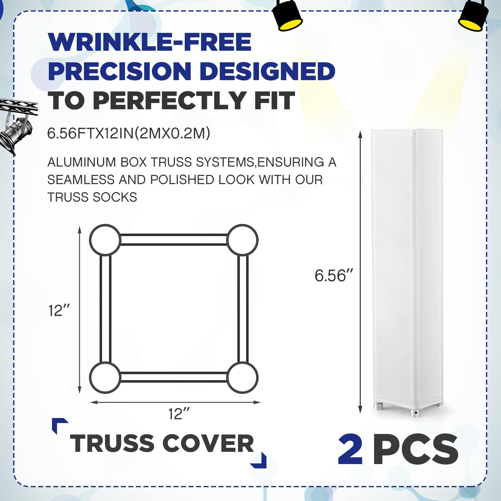 Hahafelt 2 Pcs White Truss Cover Fits 6.56 Ft X 12 In Box Truss Scrim Elastic Fabric Seamless Integration Easy Installation Pull