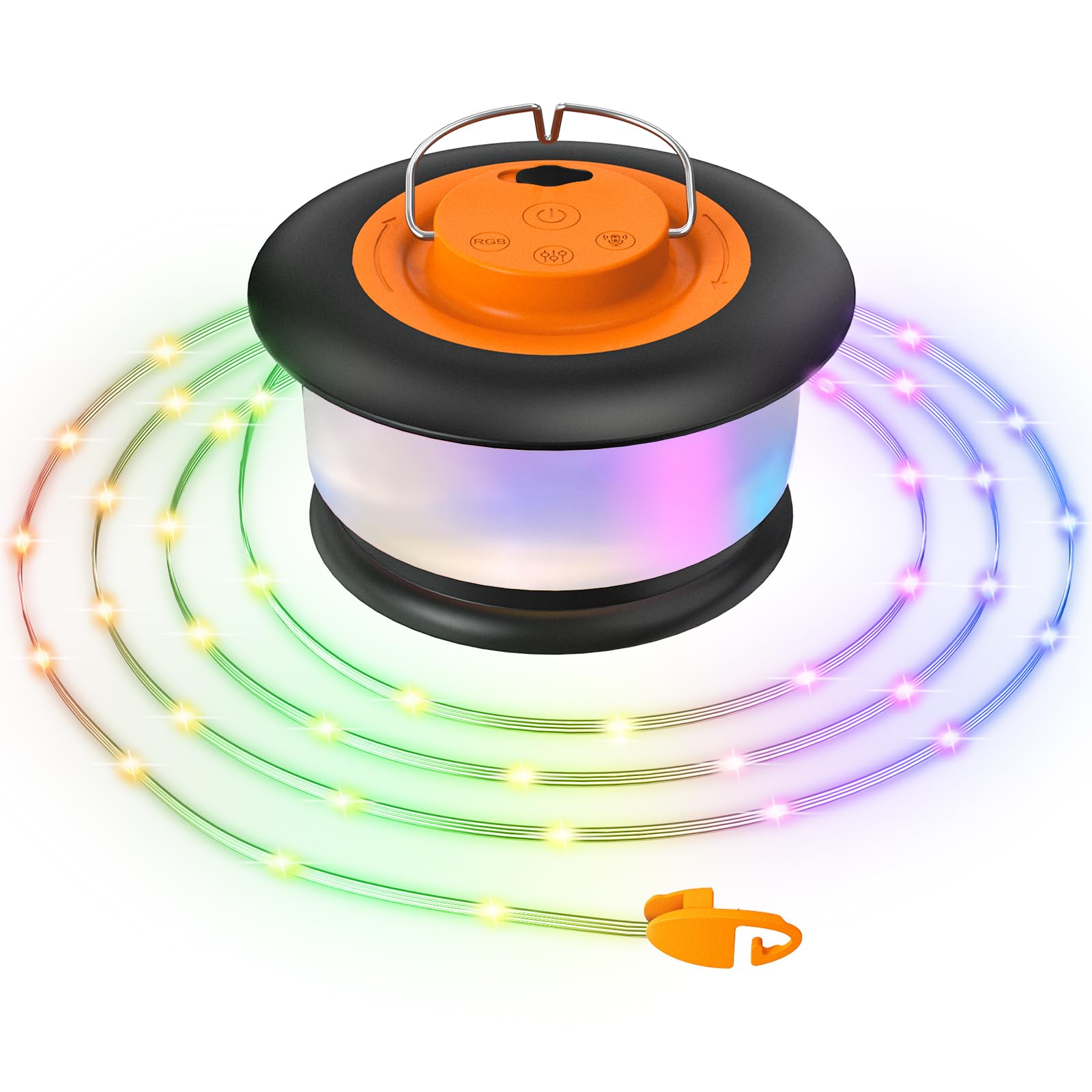 Camping String Lights, Rgb Retractable String Lights Camping With 19 Lighting Modes, Quick 20S Recovery, 33Ft Portable Camping Lights, Waterproof, Rechargeable Tent Lights For Yard Bedroom Decor