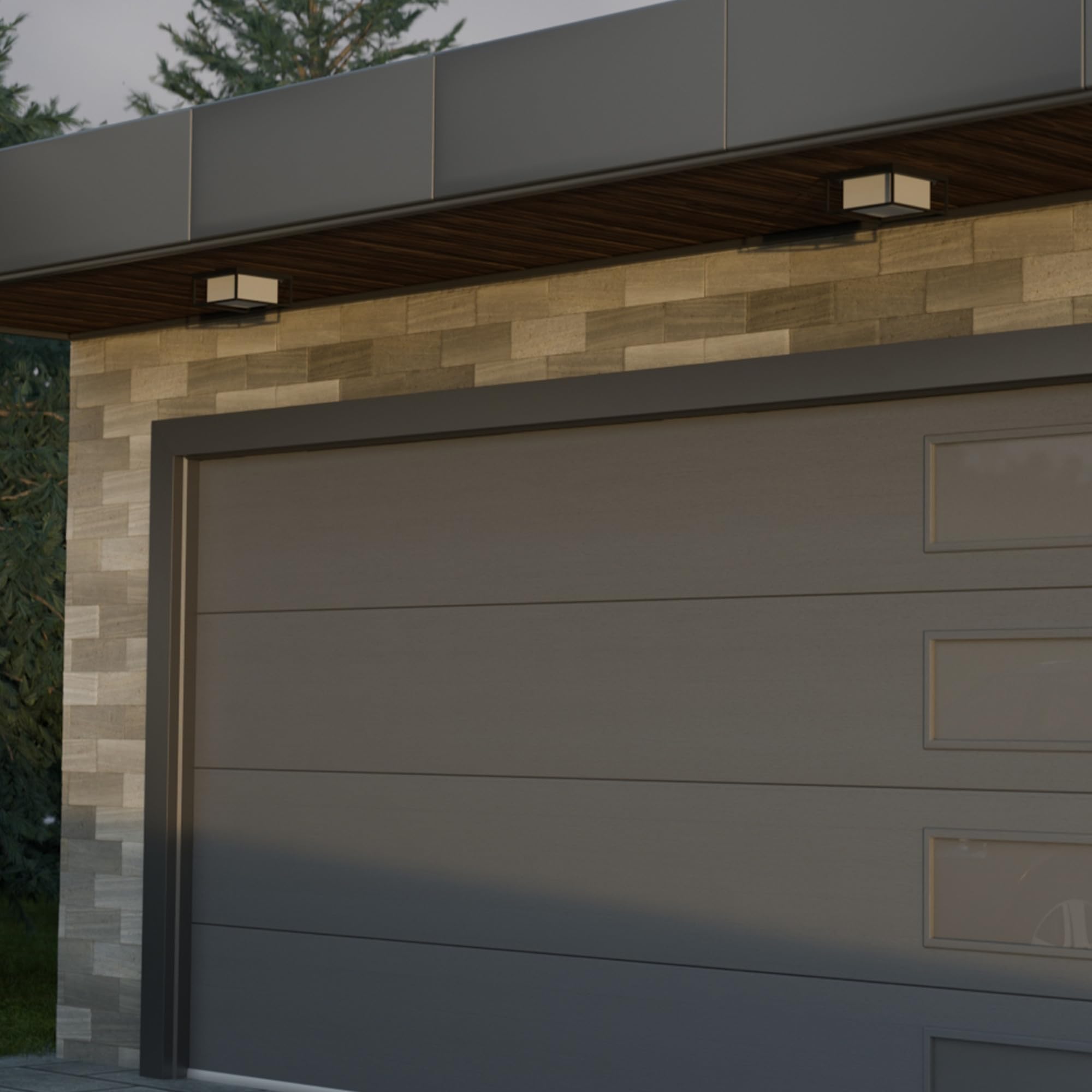 GLOBE Electric 60000164 1-Light Outdoor Flush Mount, Matte Black, Frosted Glass