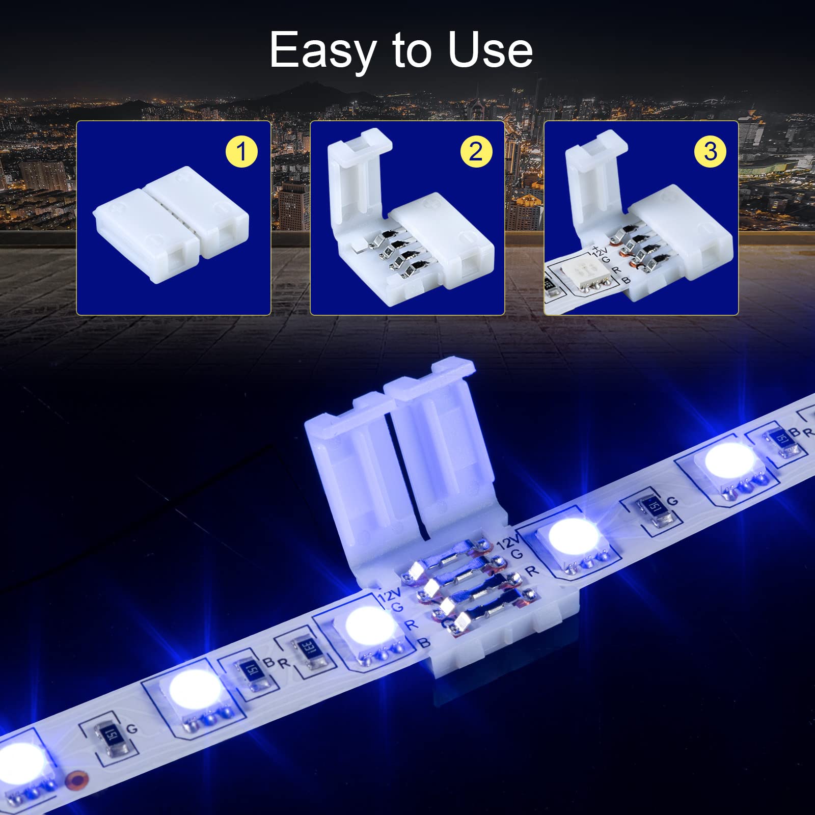 10Pcs Led Strip Connectors - Led Light Connectors, 4 Pin 10Mm Led Connectors For Strip Lights, Led Light Strip Connectors, Led S