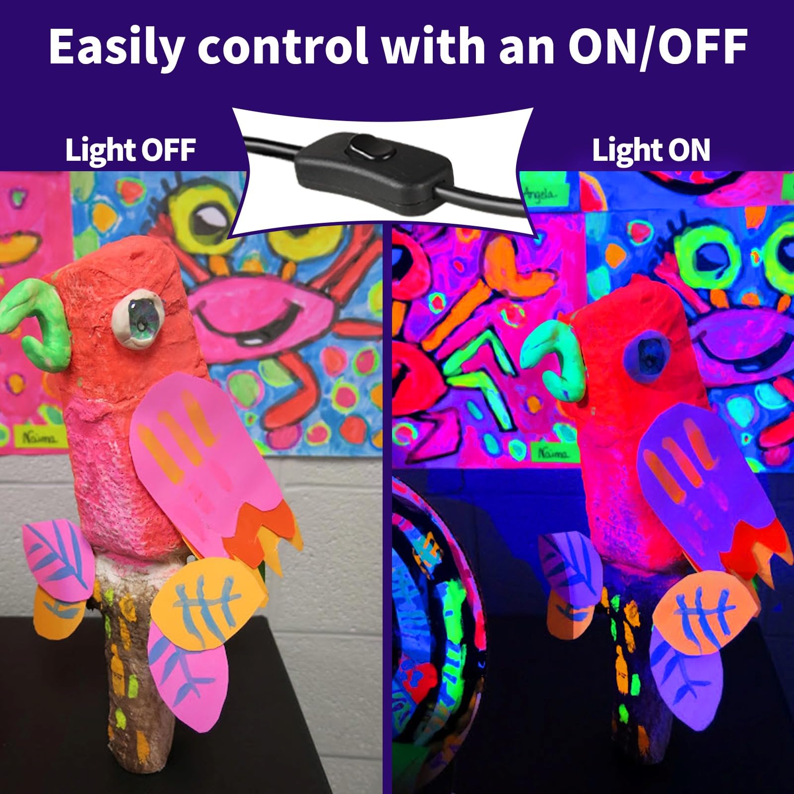 40W Led Black Light Bar, Blacklight With 6Ft Cord & Switch, Ip66 Waterproof Black Lights For Glow Party, Halloween, Birthday, Body Paint, Bedroom, Classroom, Each Light Up 24X24Ft, 1 Pack