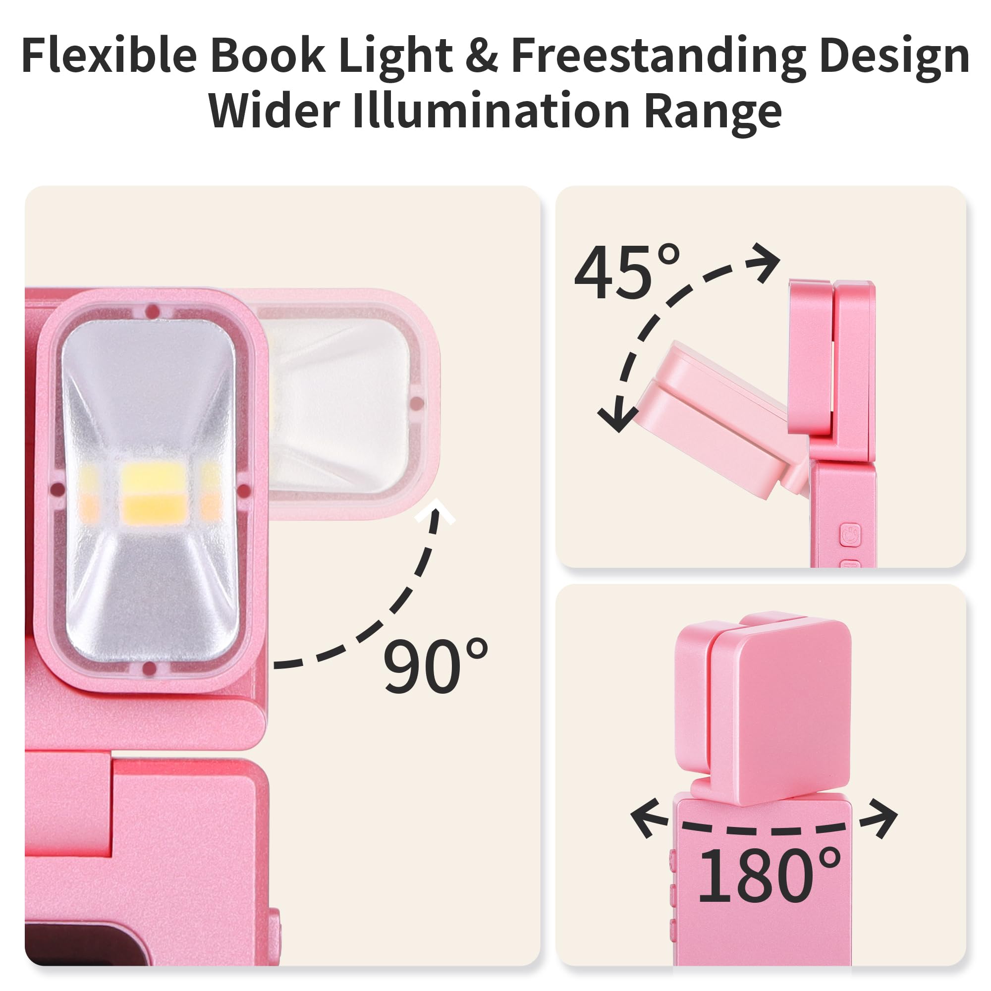 Dott Arts Book Light,Dual-Heads Reading Light for Bedtime with Screen Display.Rechargeable Ultralight Clip on LED Bookmark Lamp