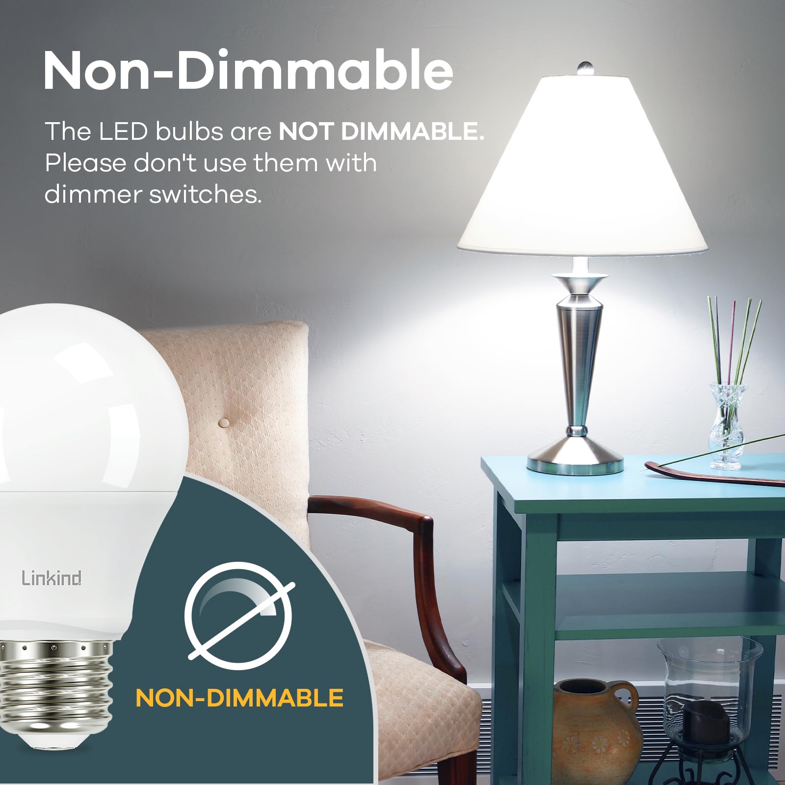 Linkind A19 Led Light Bulb, 60W Equivalent Light Bulbs, 9W 5000K Daylight, 840 Lumens Non-Dimmable Led Bulb, E26 Standard Base,