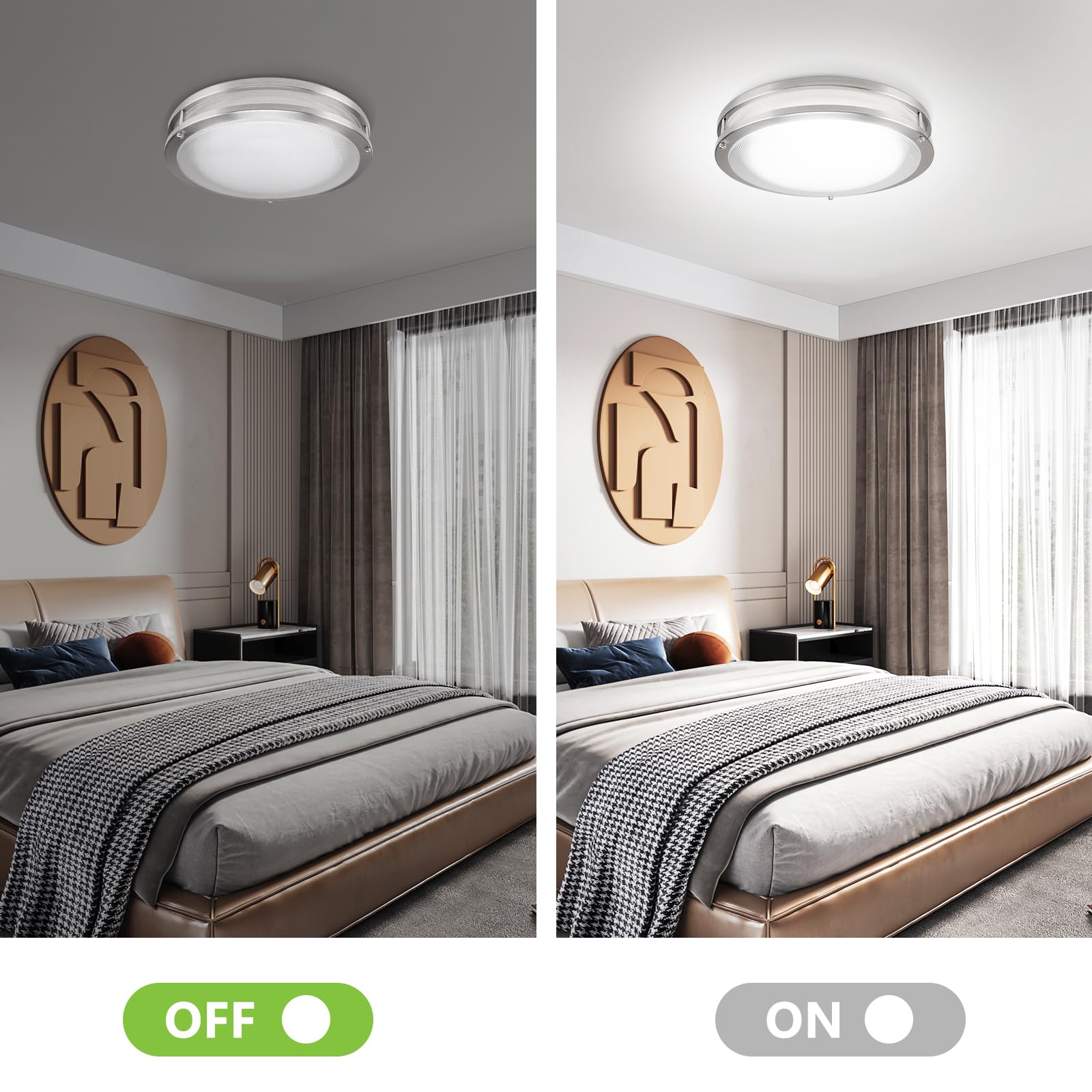 Elekeed 2Pack 36W Led Ceiling Light Fixture, 13Inch Flush Mount Ceiling Light With Double Shade Design Super Bright 3600 Lumen,