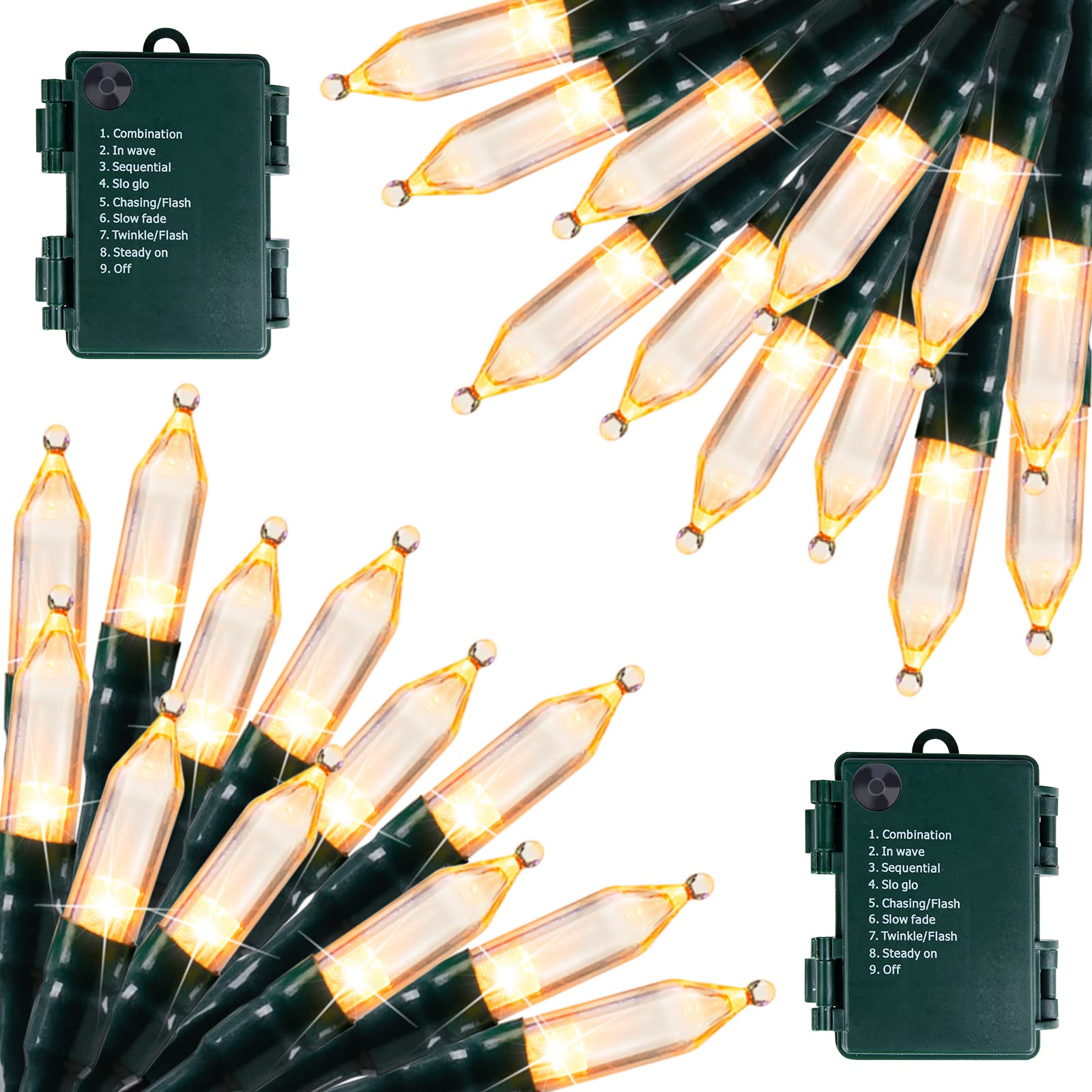 Brightown Battery Operated Christmas Lights, 50 LED Mini String Lights, 18 Feet, Waterproof, Warm White, 2 Pack