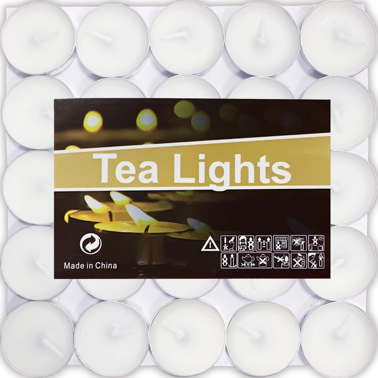 OUO Tea Lights - 50 Pack Smokeless & Dripless Mini Candles for Dinners, Parties, Home Decor - White