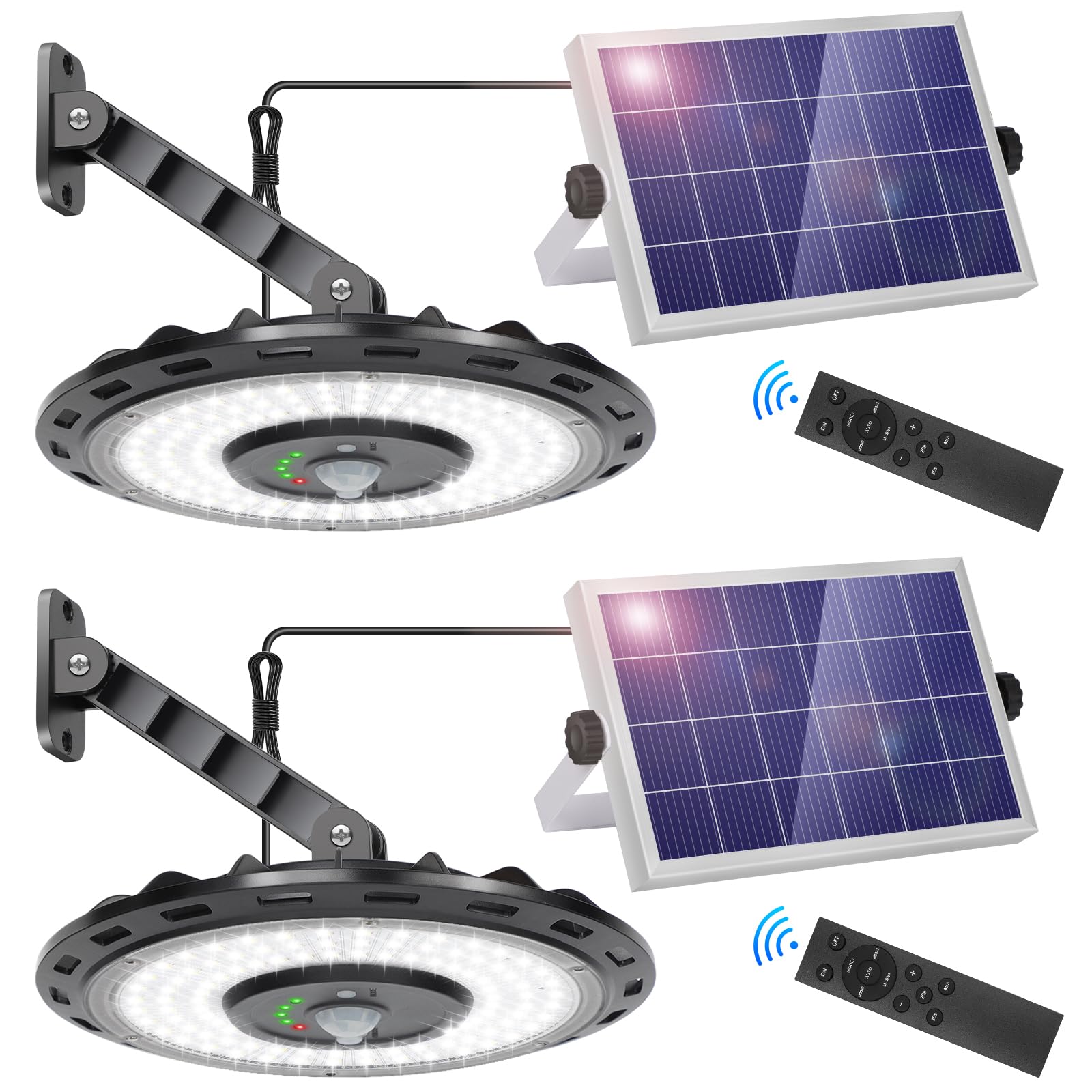 Ropelux Solar Lights 3000Lm Dimmable 5 Modes Ip65 Waterproof Motion Sensor 2 Pack