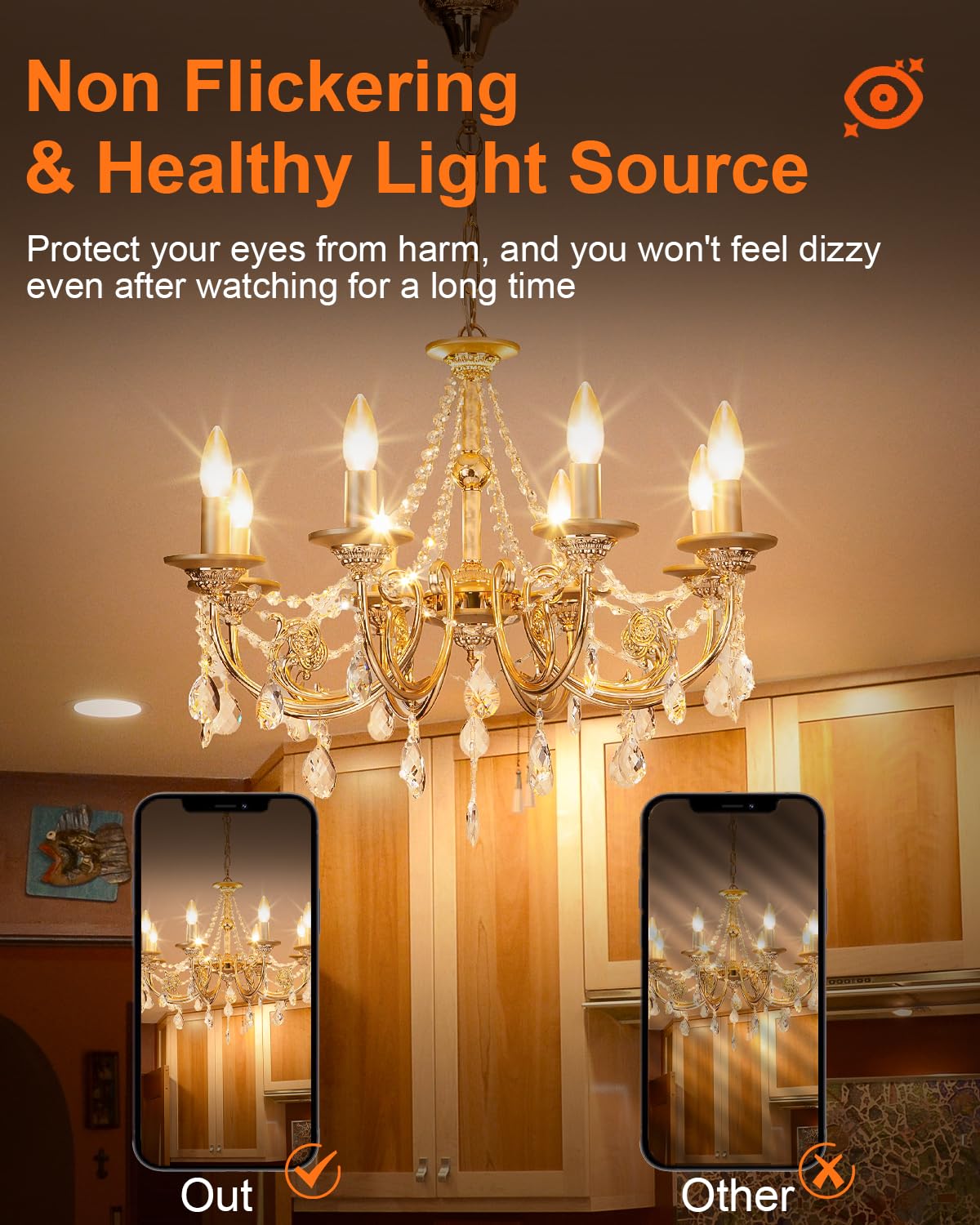 Meqiqtek E12 Candle Light Bulbs 25W Warm White 2500K, 250Lumen - B10 Clear Candelabra Base Bulbs Dimmable Chandelier Light Bulbs For Ceiling Fan, Pendants Or Outdoor (12 Pack)