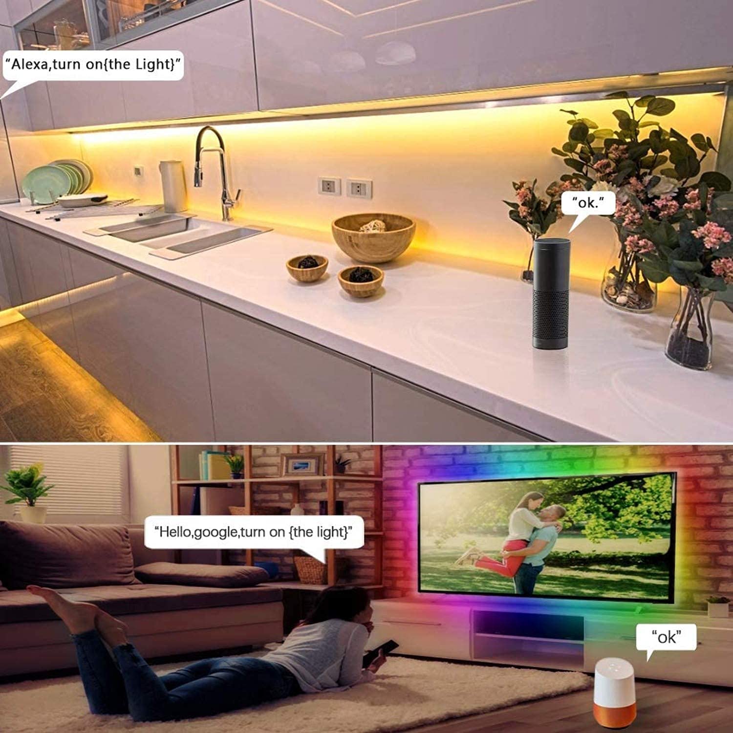 MIHEAL WiFi LED Light Strip Kit - 65.6ft Waterproof 5050 RGB, Black PCB, Compatible with Android/iOS