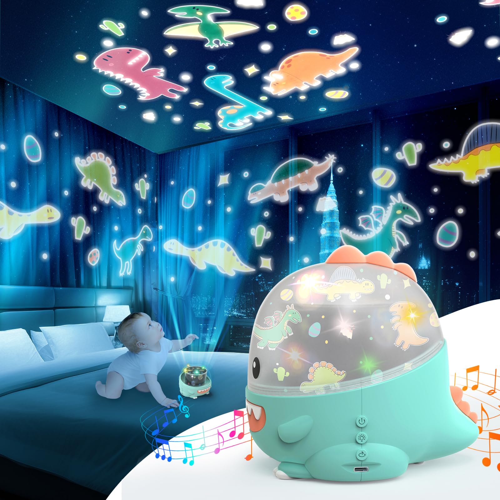 Star Projector Night Light for Kids, Stars for Ceiling Projector, Sky Light Toys for Boys Girls, Birthday Xmas Christmas Gifts for Baby Toddler Teens Children Kids Bedroom Decor (Blue Dinosaur)