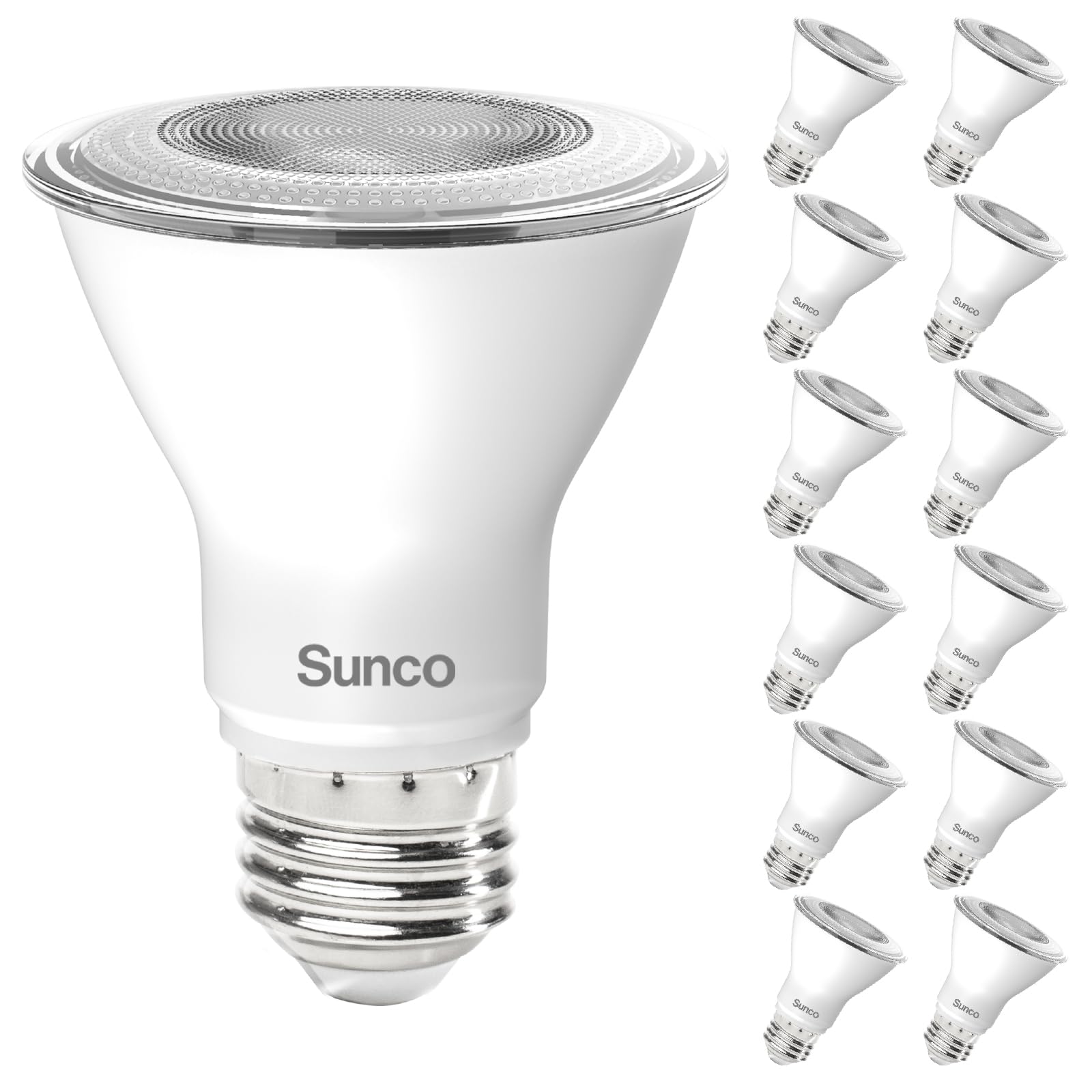 Sunco 12 Pack PAR20 LED Bulbs, Flood Light Bulb Outdoor, 500 LM, 7W (50W Equivalent), 3000K Warm White, E26 Medium Base, Dimmabl