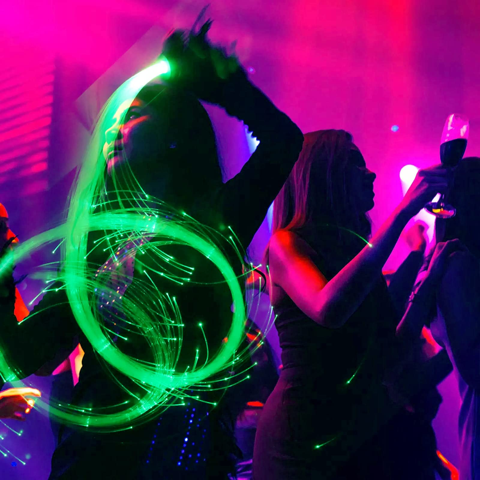 LQMEILI 6ft Rechargeable Dance Whip - LED Fiber Optic Whip with 7 Colors & 4 Modes, Perfect for Parties & Gifts, Medium Size, Multicolor