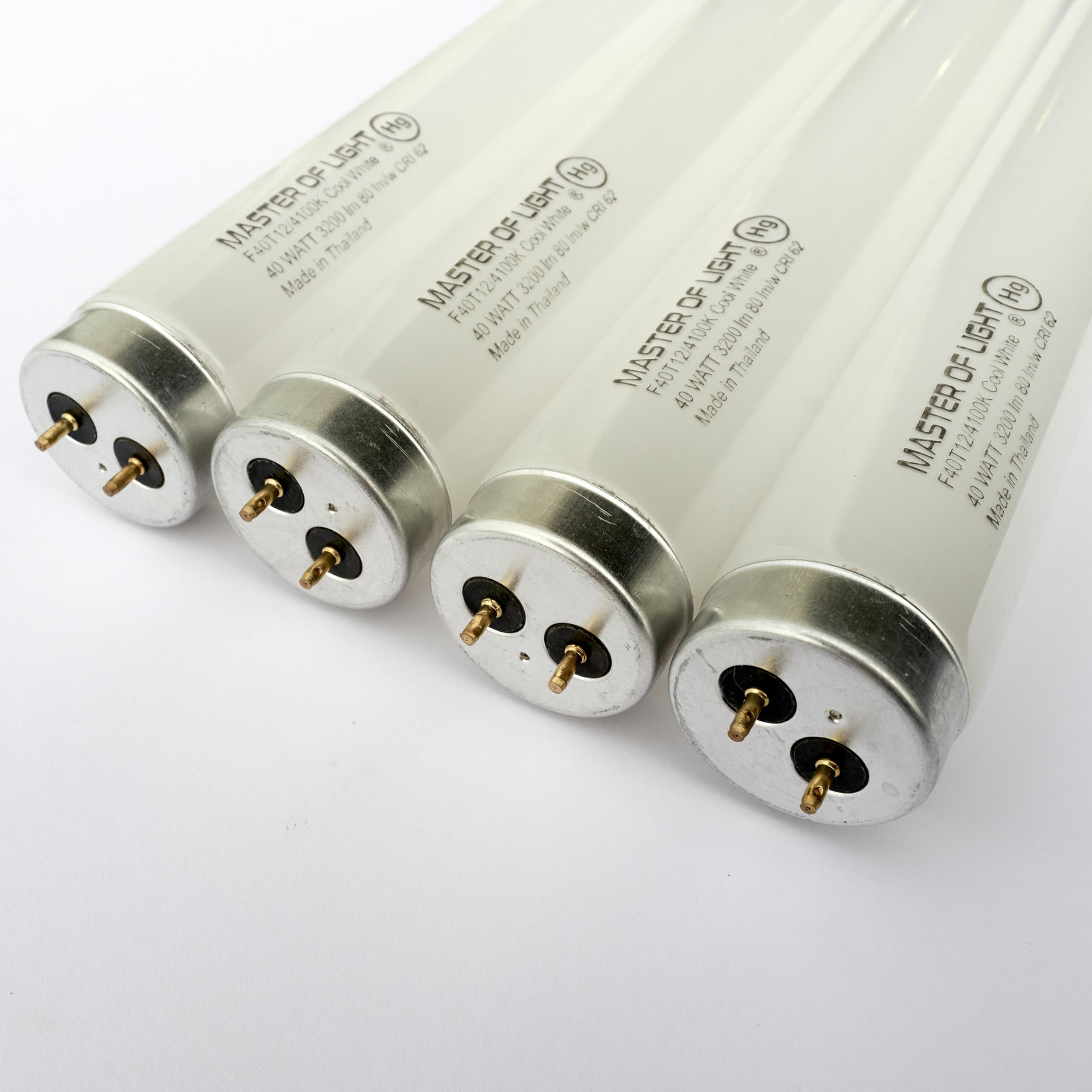 Master Of Light F40CW 4ft Fluorescent Tube Light Bulb 40W T12 Cool White 4100K Glass (4 Pack)