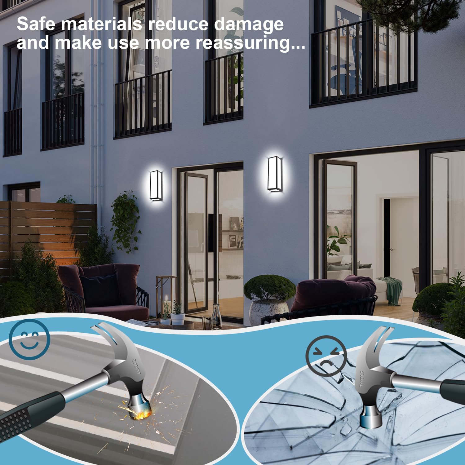 Biritalo 15 Inch Led Porch Light 30W 6500K Outdoor Wall Lighting 2400Lm Aluminum Modern Ip65 Waterproof Exterior Light Fixture Wall Mount For Patio Stairway Backyard