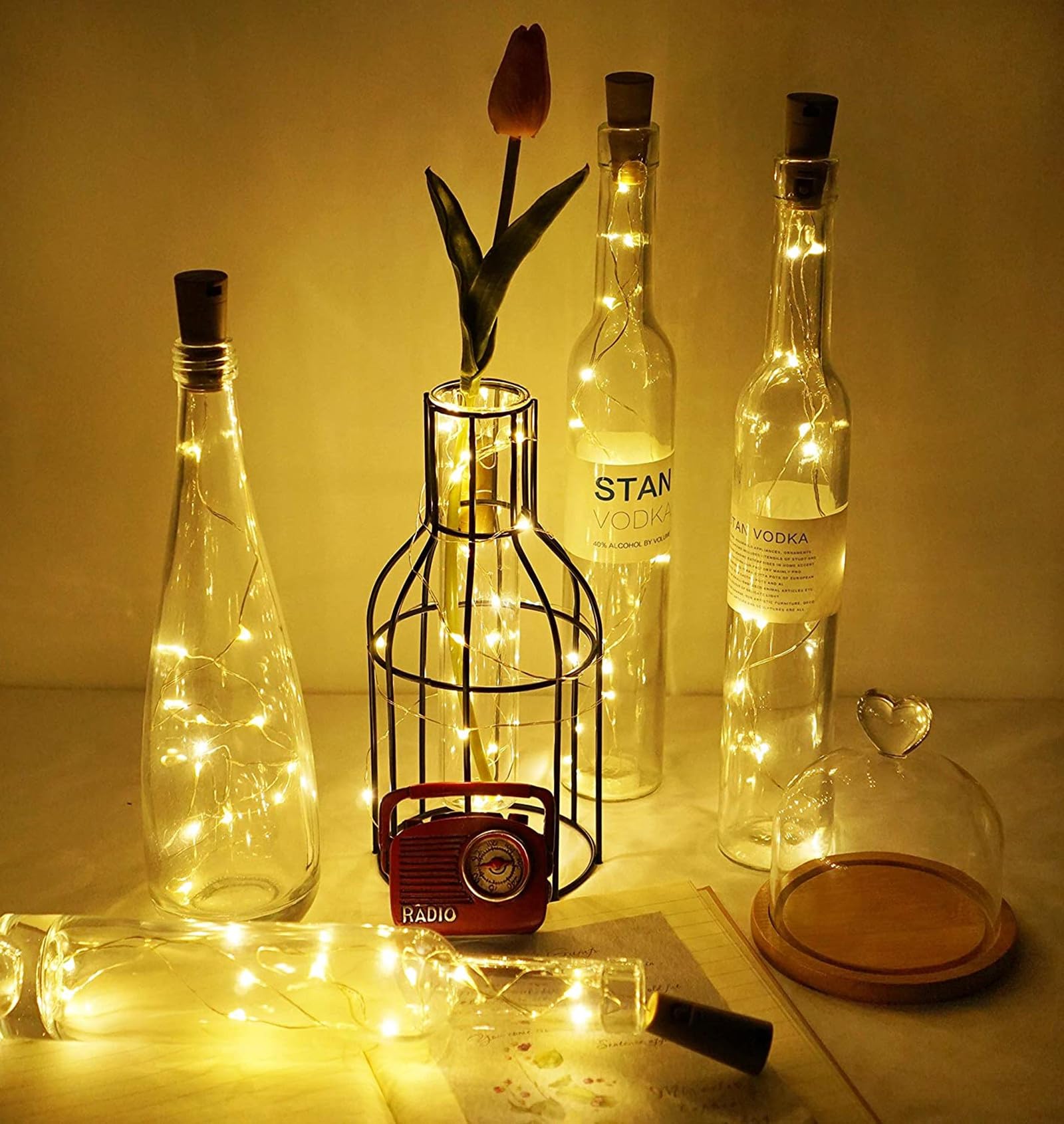 Ranlraka Wine Bottle Lights With Cork Christmas Lights 20 Led Warm White Fairy Lights Waterproof Battery Operated Cork String Lights For Jar Part
