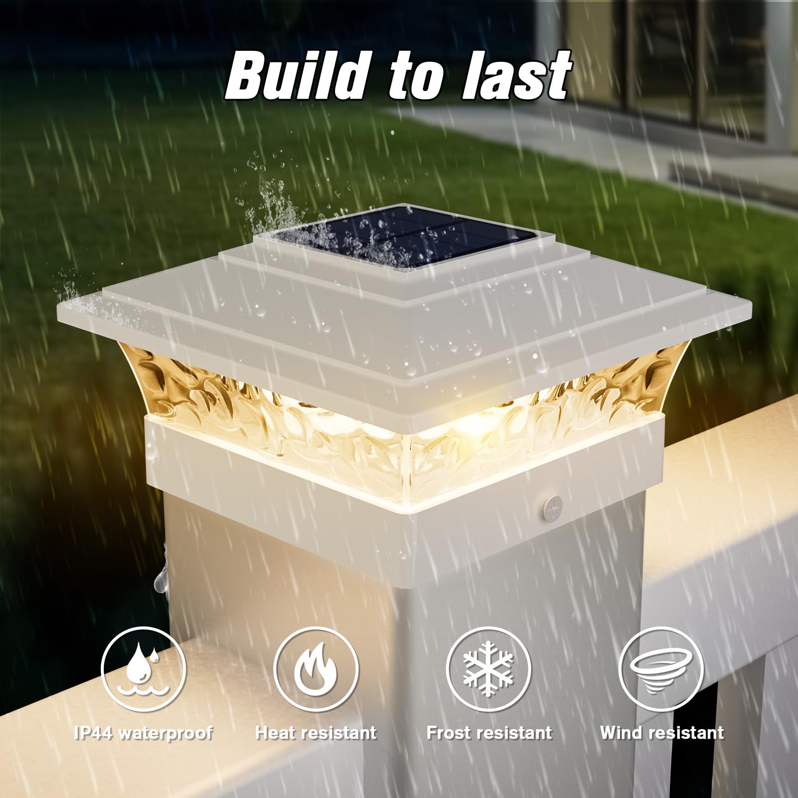 Jofios Solar Post Cap Lights 6-Pack, Waterproof Led For 4X4 Vinyl/Wood Posts, White