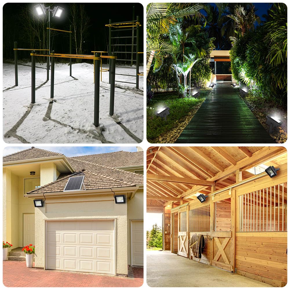 Solar Flood Lights Outdoor, 2024 Dusk To Dawn Ip67 Waterproof Usb And Solar Powered Security Yard Barn Sign Shed Garage Light Wi