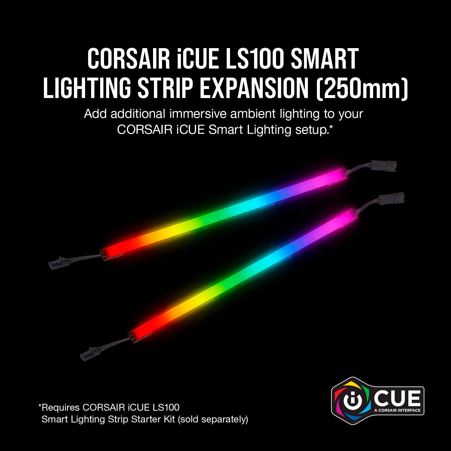 Corsair iCUE LS100 LED Smart Lighting Strip Expansion Kit 250mm - Black, Plastic, Model CD-9010001-WW/SS