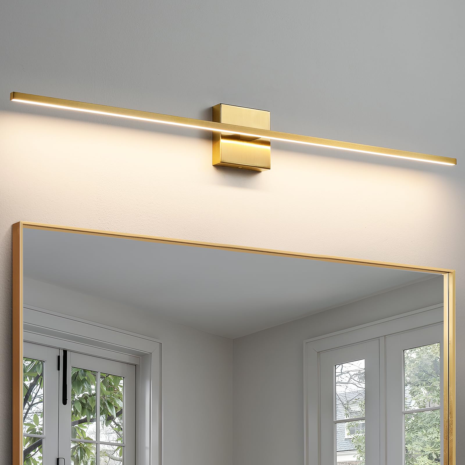 Ccycol Gold Bathroom Light Fixtures Over Mirror - 39 Inch Dimming Bathroom Vanity Light 28W 3500K Led Vanity Light Bar Modern Wa