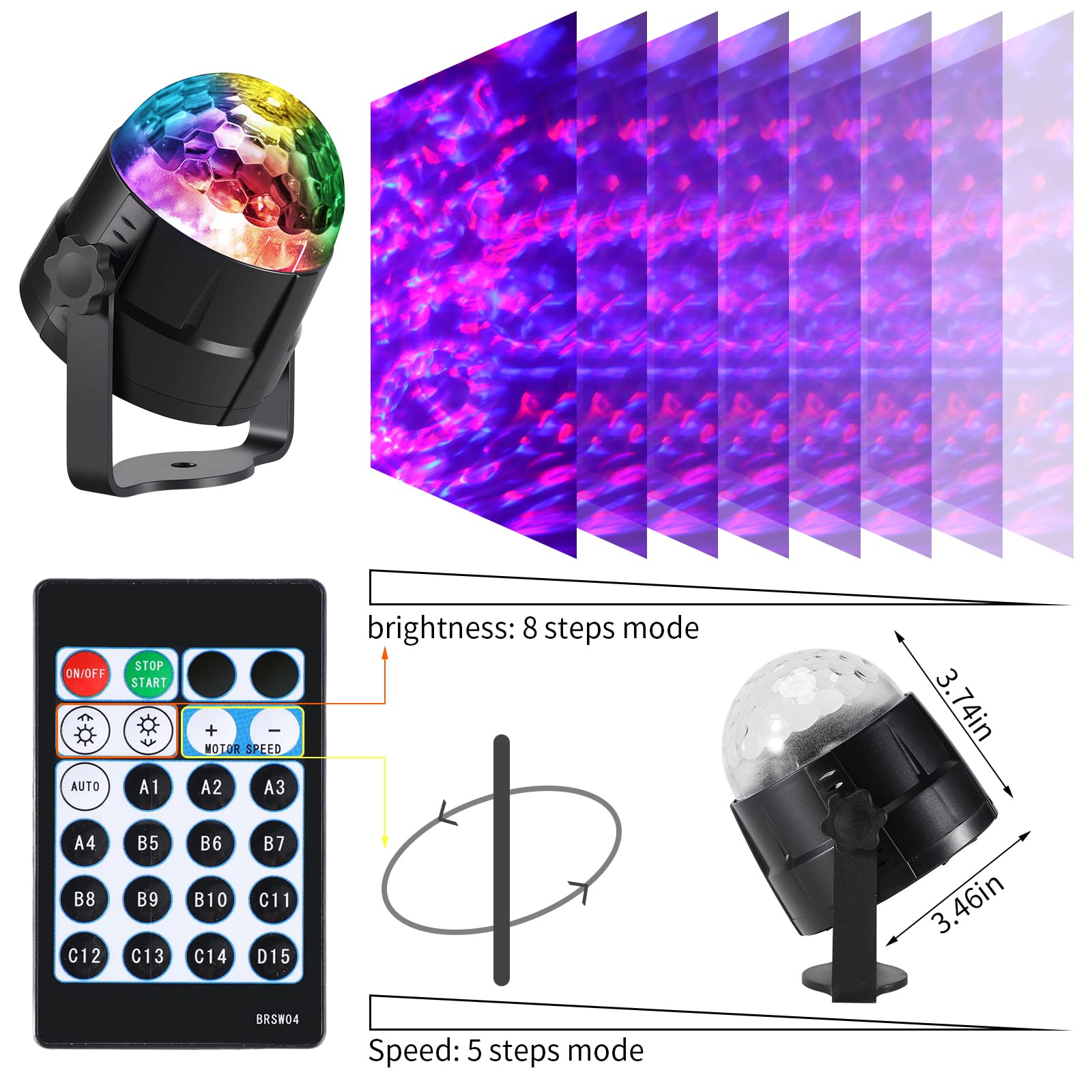 Preboun 3 Pcs Water Light Projector Ocean Wave Light Outdoor Water Effect Night Projector, 15 Colors Led Waterproof With Remote For Halloween Wedding Party Landscape Wall Tree Decoration(Water Wave)