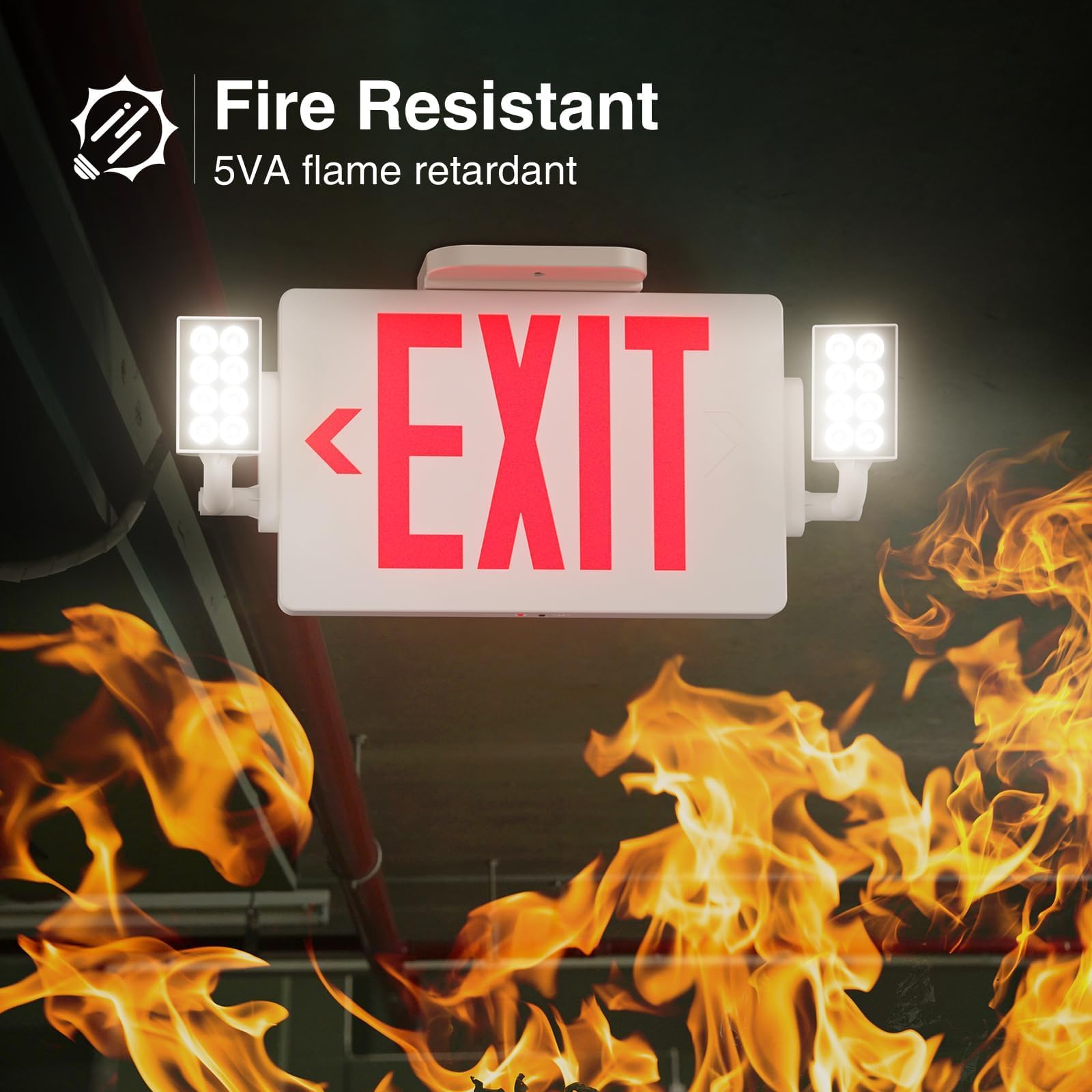 FREELICHT LED Double-Sided Exit Sign 6 Pack with Emergency Lights, Battery Backup, UL Certified, AC 120/277V, Red