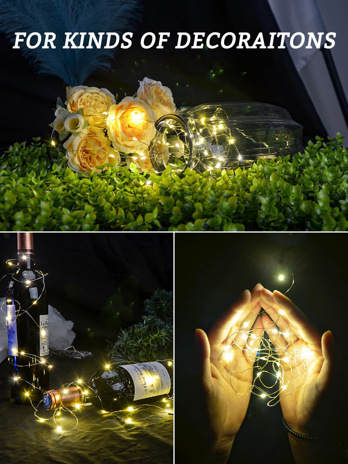 Fibevon Fairy Lights Battery Operated, 12-Pack 7.2Ft W/20 Led Mini White Fairy Lights Waterproof String Lights For Wedding/Mason Jar/Centerpiece Table/Bedroom/Valentines/Christmas Decoration