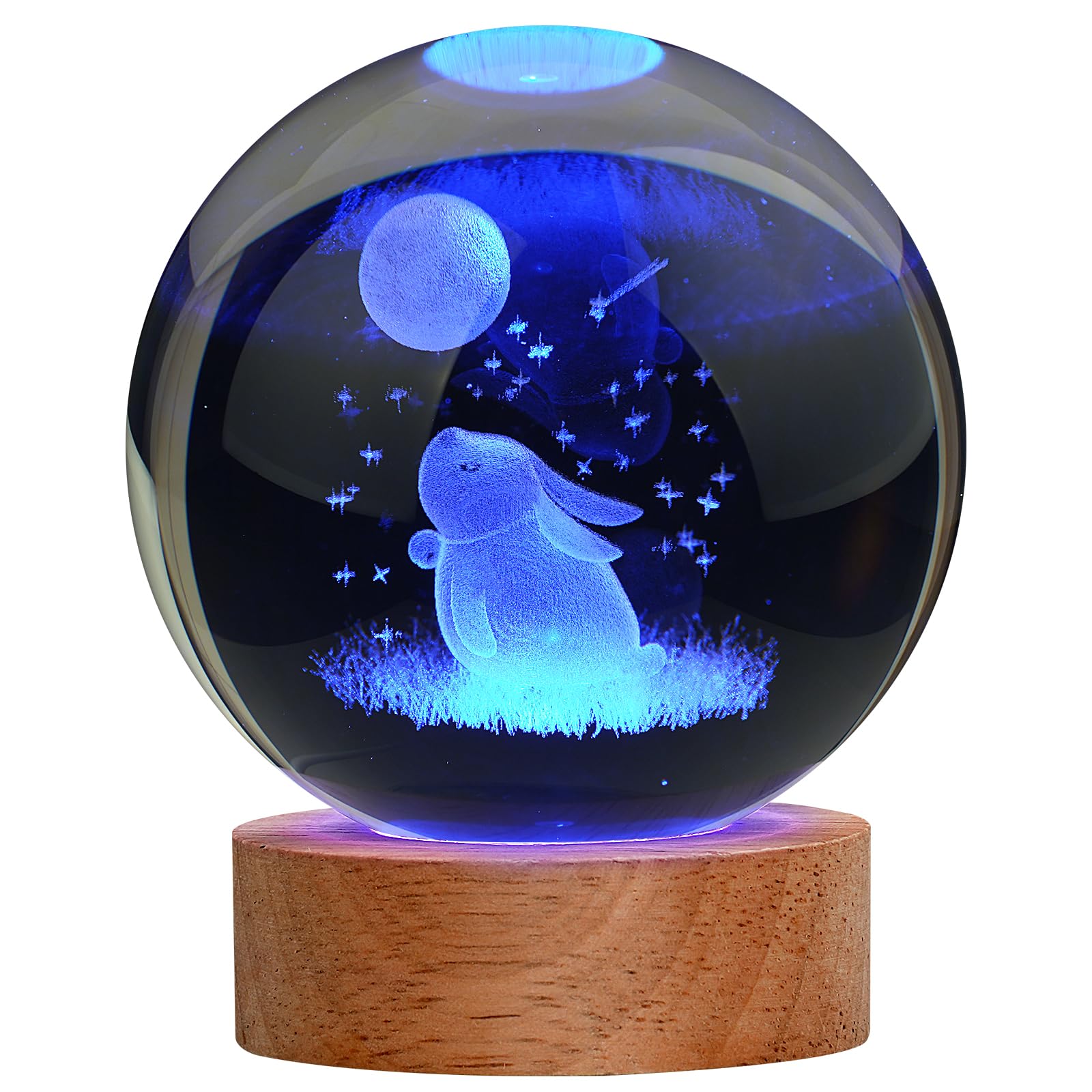 JANARARY Easter Bunny Lamp Things for Teen Girls, Large 3D Bunny Night Light, Crystal Rabbit Lamp 16 Color Changing with Remote 