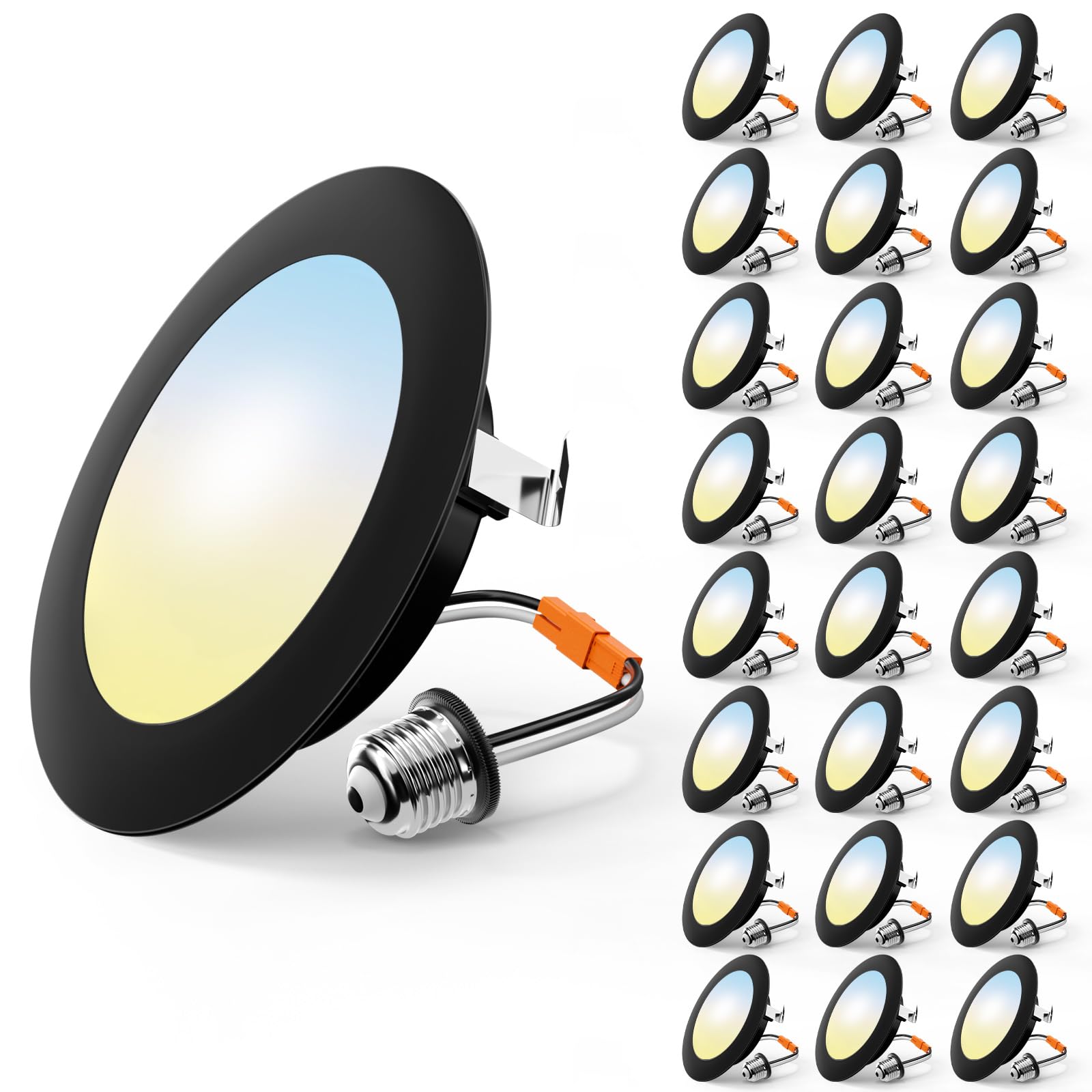 FREELICHT 24 Pack 4 Inch Retrofit LED Recessed Lighting, Selectable 5CCT, Dimmable Flat LED Can Lights, 7W, 700LM, ETL & FCC, Bl