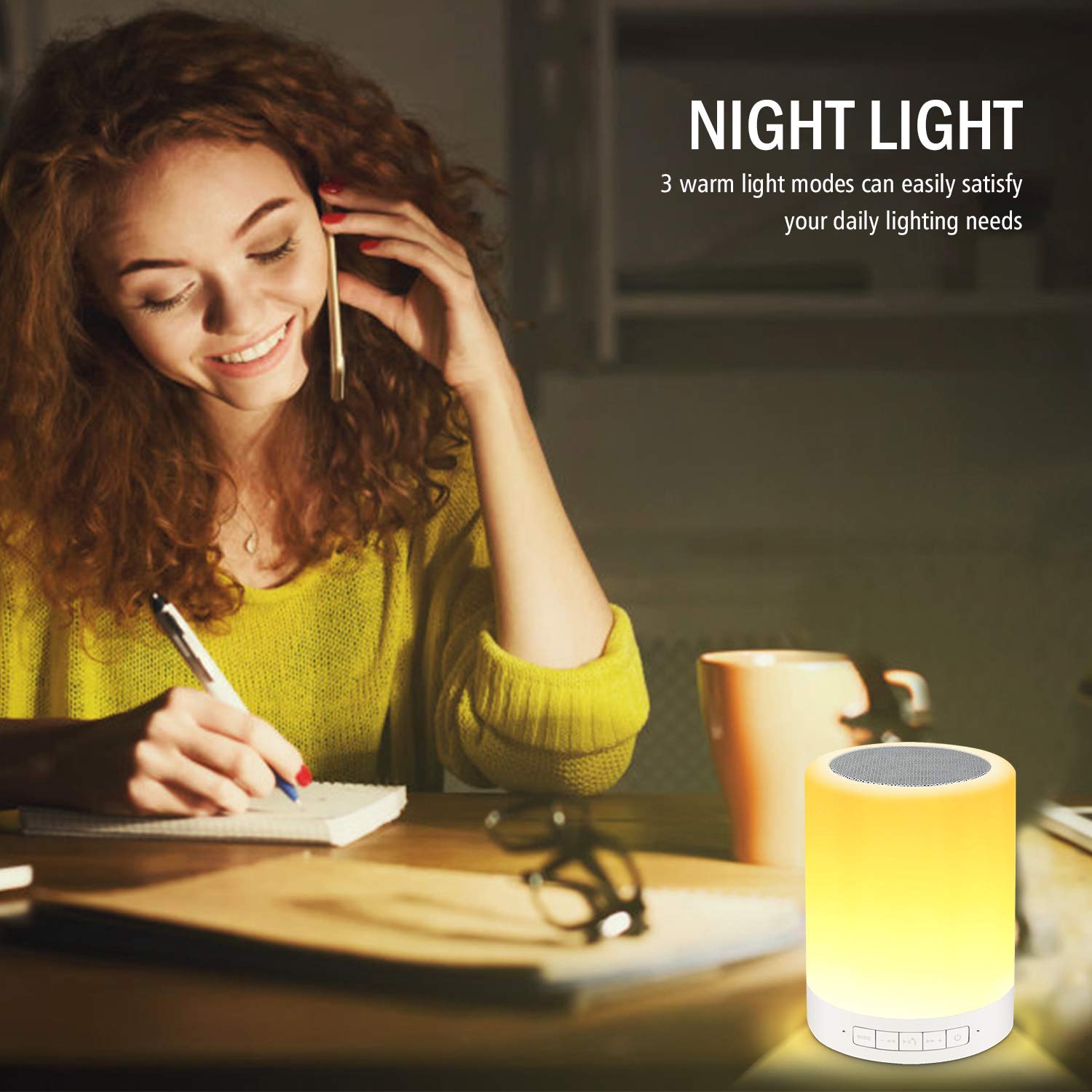 RAGZAN Bluetooth Night Light Speaker - Portable Smart Touch Control Lamp, Warm White & Multi-Color, Model S66, Great Gift for All Ages