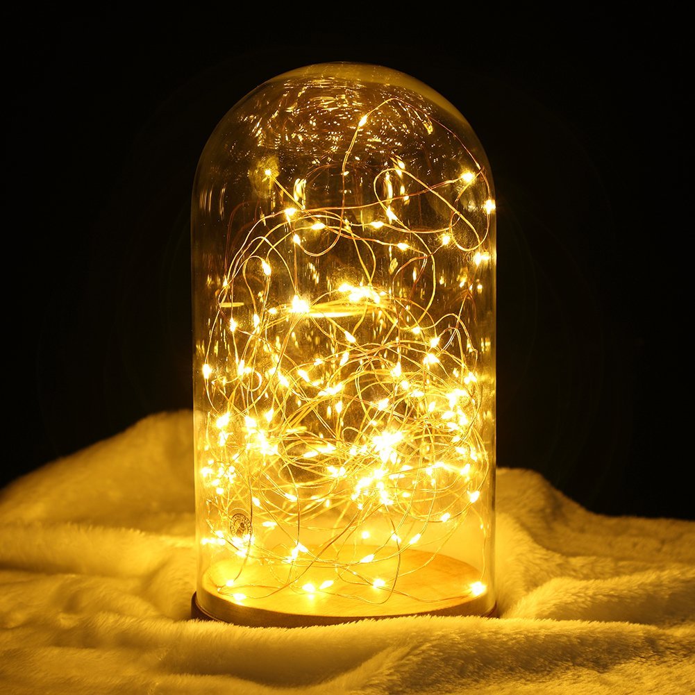 TingMiao Warm White Fairy Lights 100 LED String Lights with Remote, 2 Pack, 33ft, Waterproof, Model TM-SL100-WW