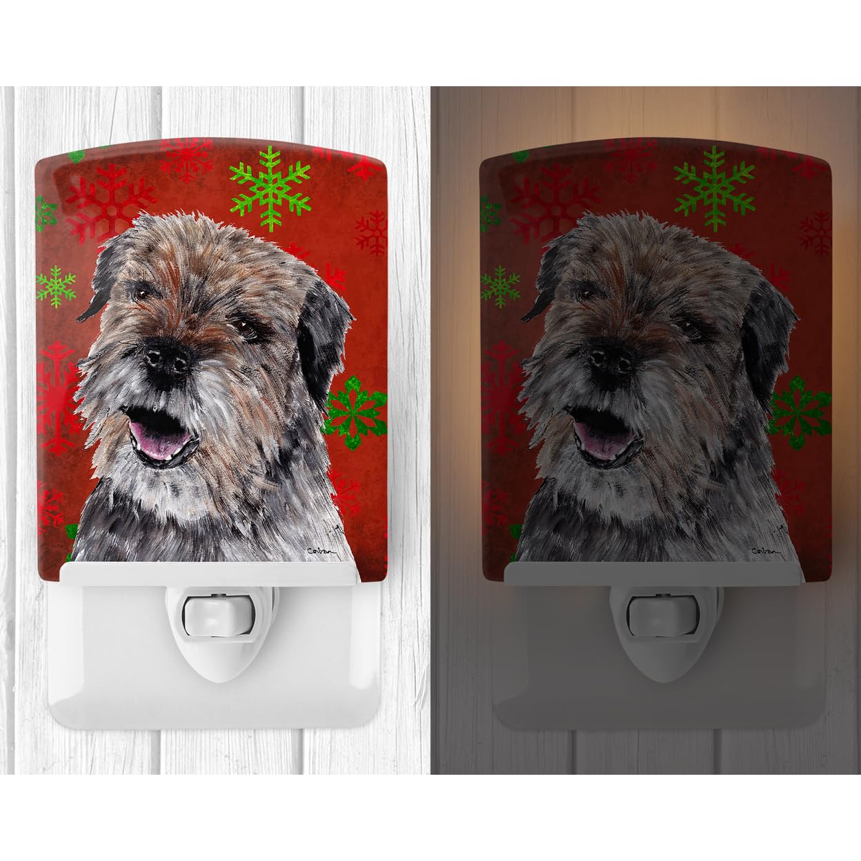 Carolines Treasures Night Light, Border Terrier, Ceramic, UL-Certified, 6x4x3in, Multicolor, Model SC9585CNL