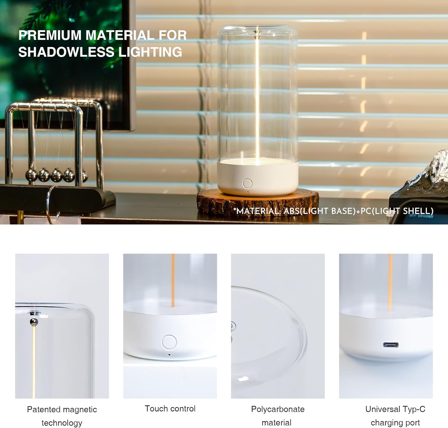 Auge Light Minimalist Tabe Lamp Mini Cordless And Rechargeable Desk Lamps With Breathing Effect 3 Levels Brightness Touch Contro