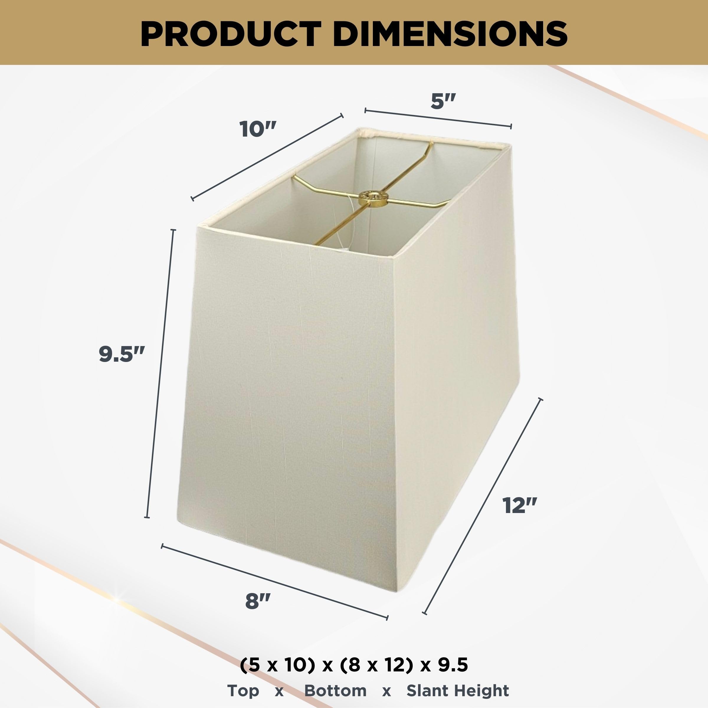 Royal Designs Rectangle Hardback Lamp Shade HB-613-12EG Fabric Eggshell (5x10) x (8x12) x 9.5 Inches