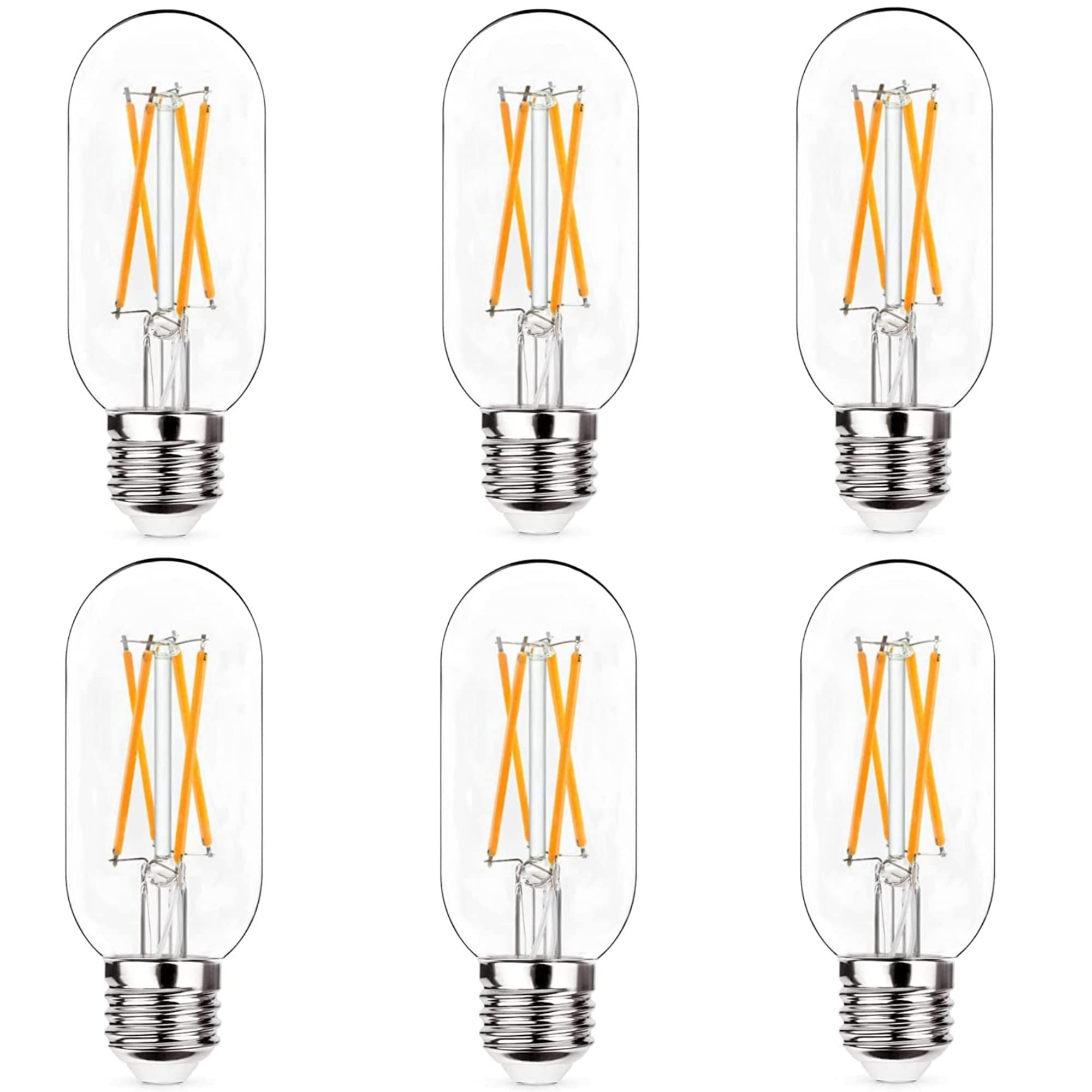 Notoc Dimmable E26 Led Light Bulb 6W,Equivalent 60W,E26 Tubular Light Bulb,Antique Clear Edison Filament Bulb 600 Lumens 2700K W