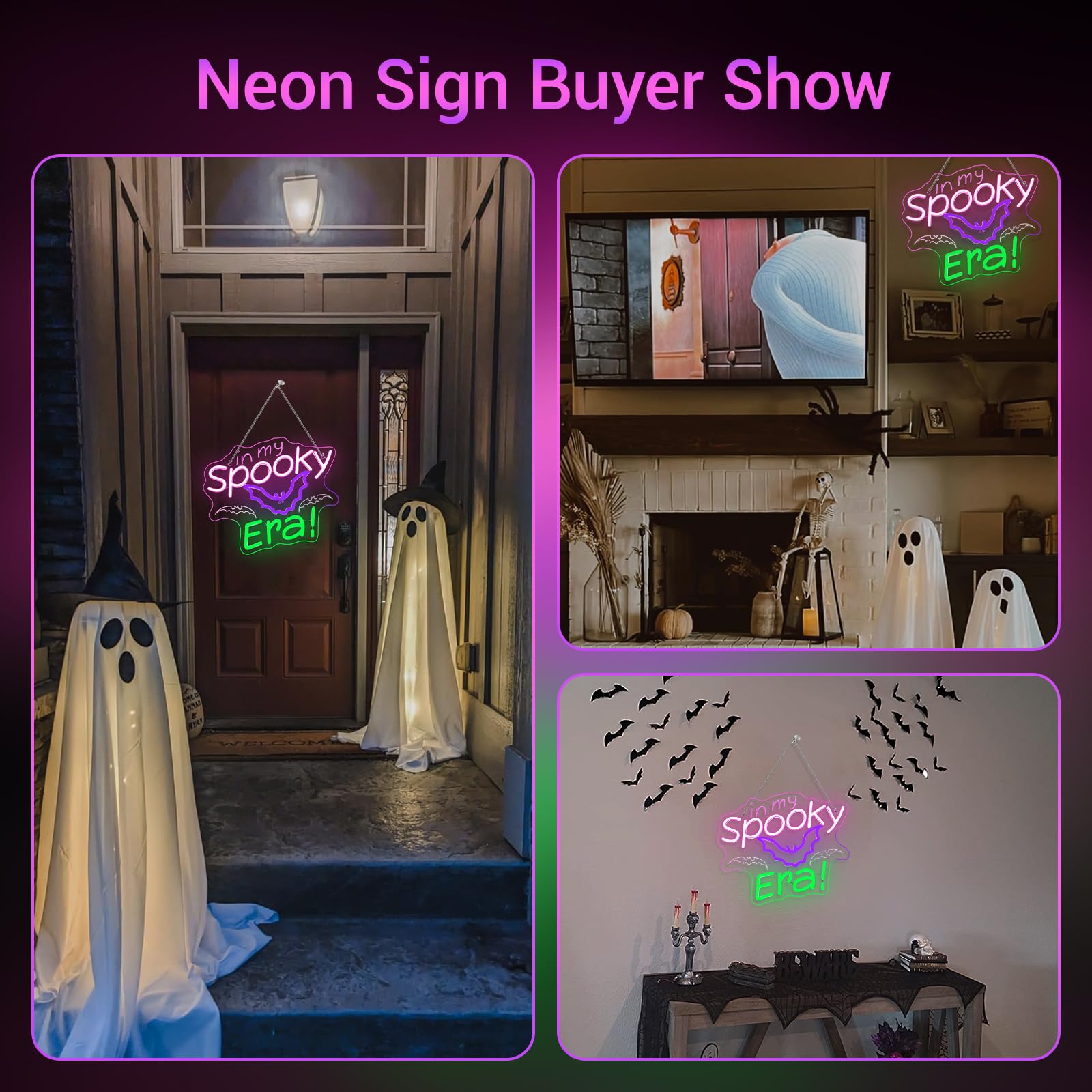Halloween Neon Sign Bat Neon Signs For Wall Decor In My Spooky Era Led Lights Colorful Light Up For Halloween Bar Party Man Cave Club Door Bedroom Home Decoration Horror Gifts