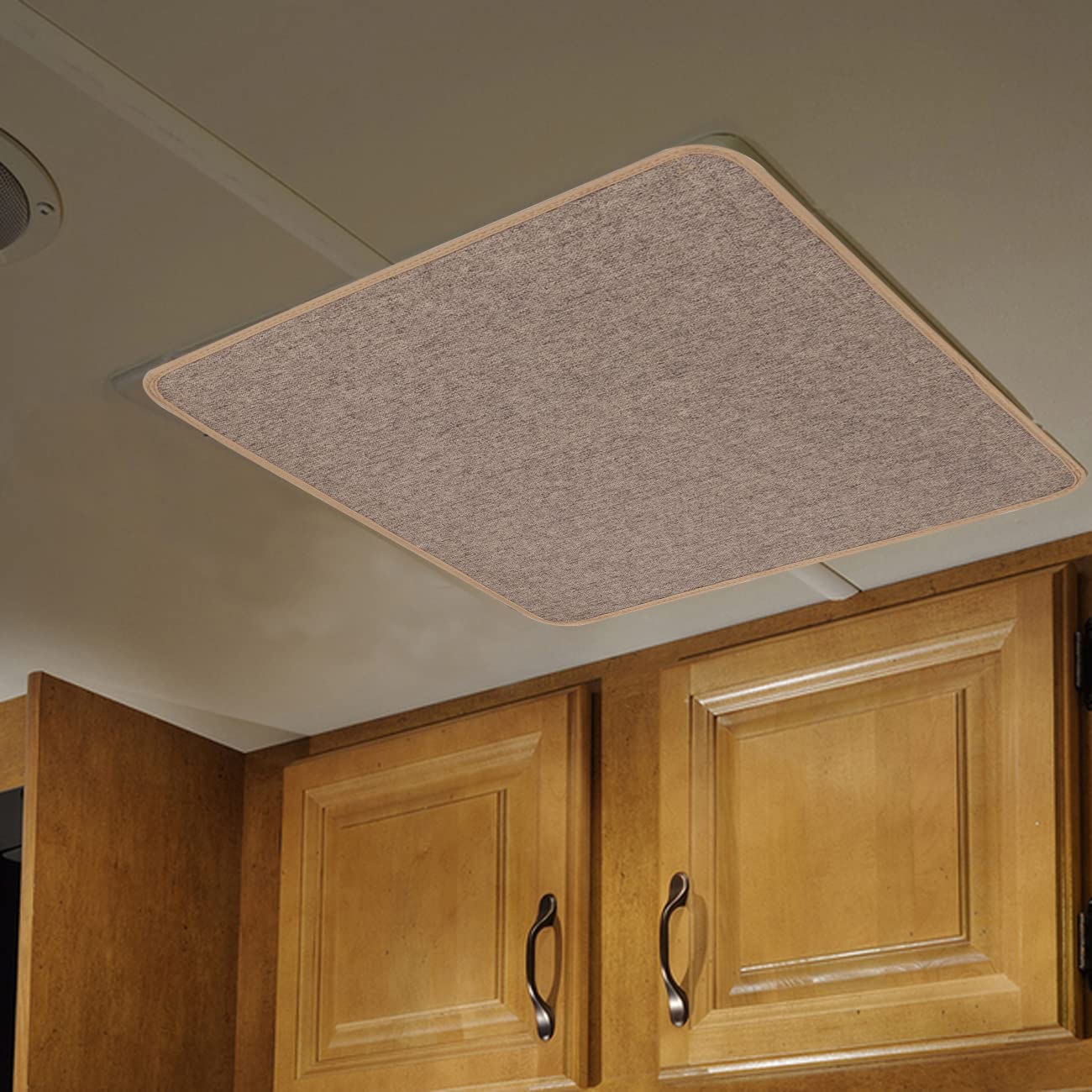 Safoner RV Roof Vent Skylight Insulator Cover, Brown, 16 x 16 inch, Insulating Felt & Silver-Coated Fabric, Model rv window cover-004