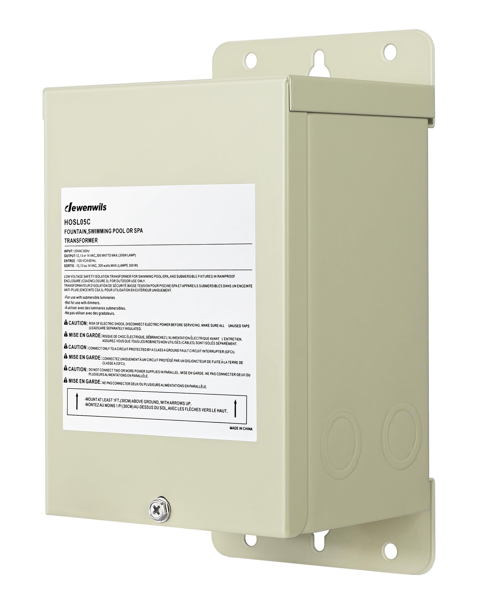 DEWENWILS 300W Low Voltage Pool Light Transformer, 120V AC to 12V/13V/14V AC, Multi-tap Safety Transformer for Pool Lighting, Sp