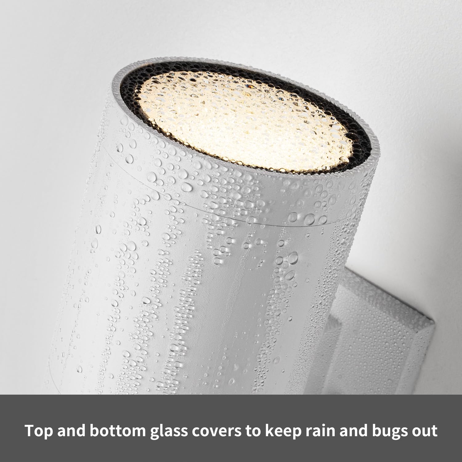 Mirrea Modern Outdoor Porch Light Patio Light In 2 Lights With Aluminum Cylinder And Tempered Glass Cover Waterproof Wall Sconce