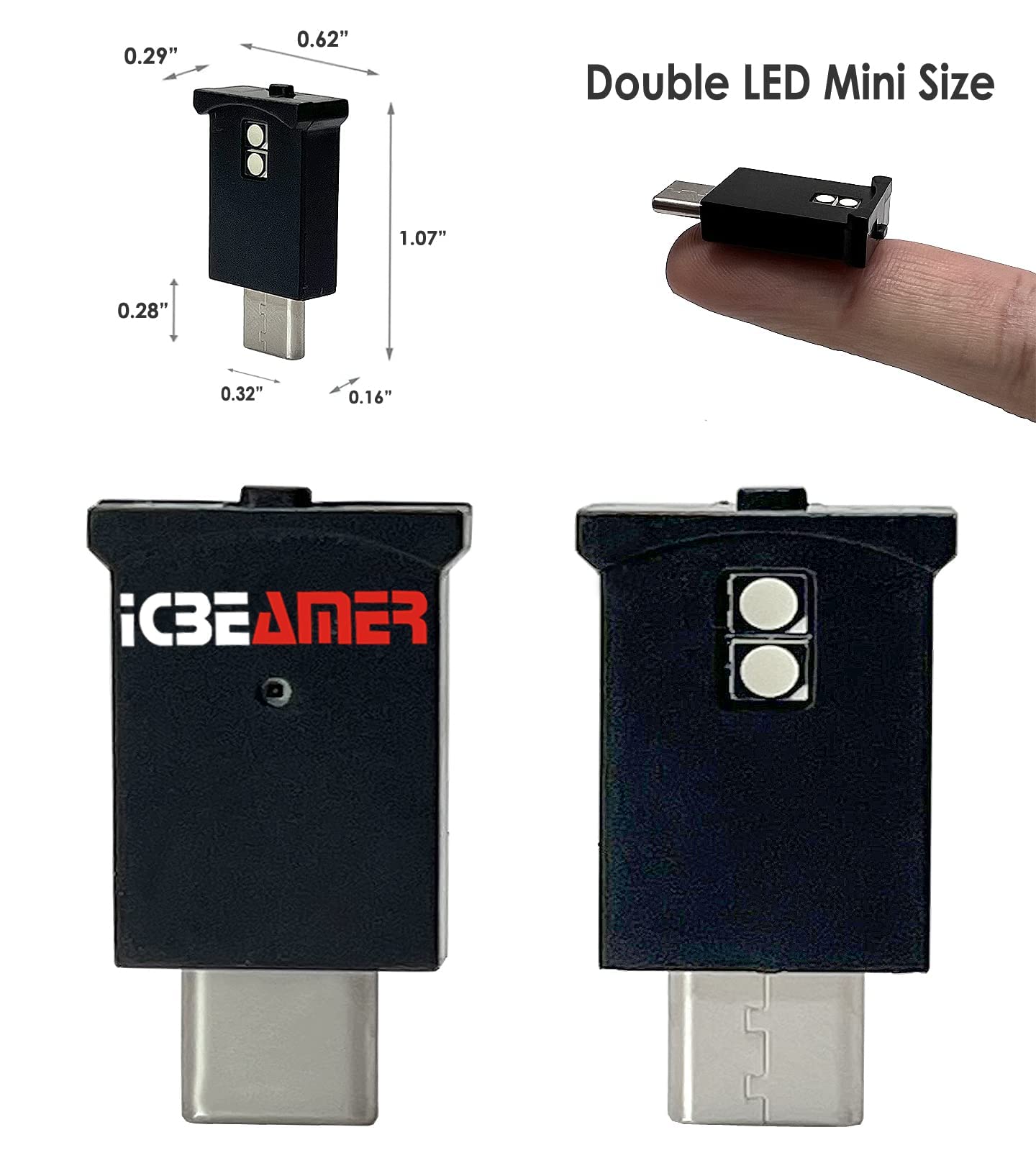 Icbeamer Type C Adapters Usb Atmosphere Adjustable Brightness Led Light, [Color:Yellow] Smart Interface Plug-In Miniature Led Night Light For: Automotive Car Trunk Van Pickup Ambient Decoration