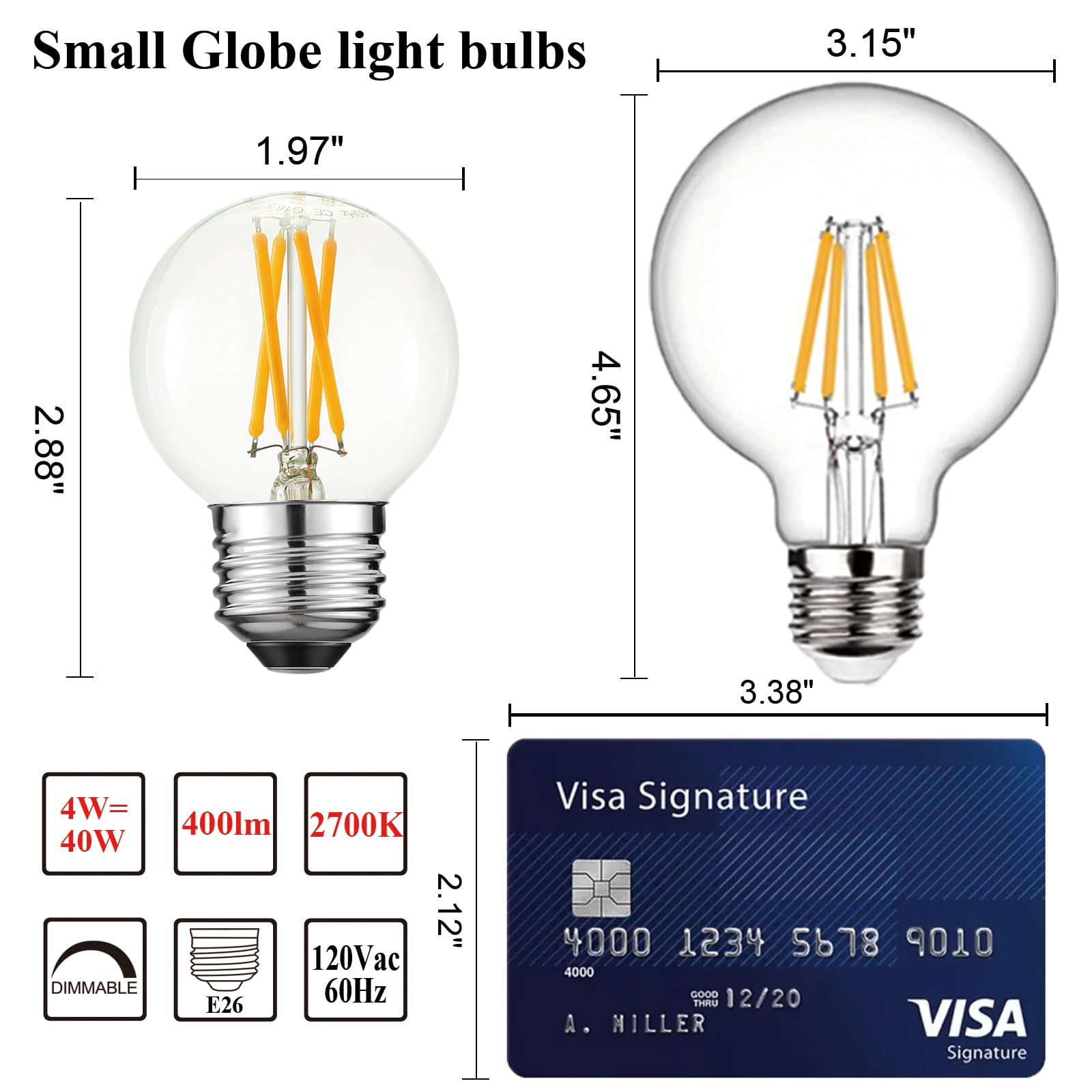 Arberlic G16.5 Light Bulb Led,4W E26 Led Bulb Dimmable Equivalent E26 40 Watt Light Bulb,Warm White 2700K,400Lm,Cri85+,Ac120V,Ed