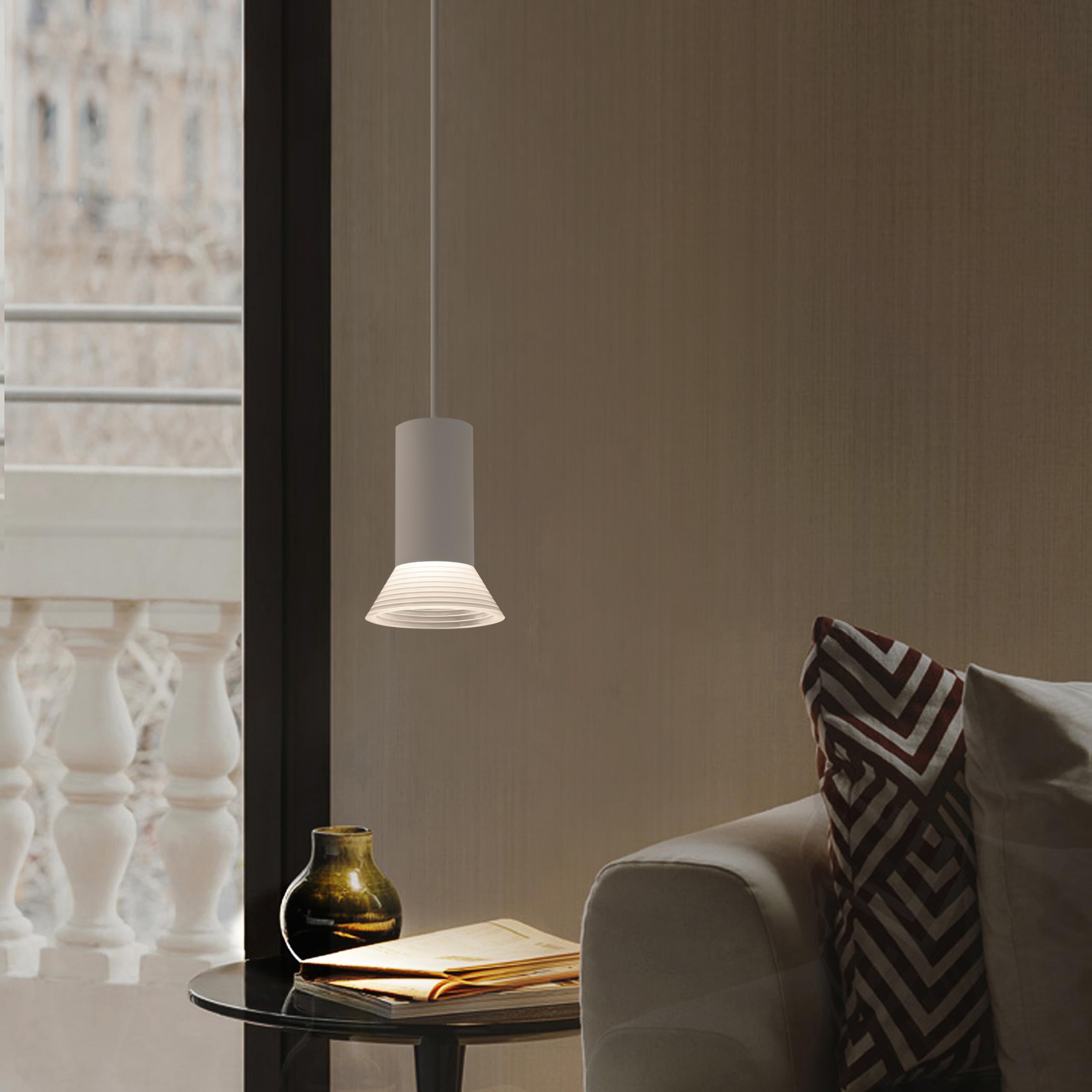 White Pendant Light,Modern Hanging Bedside Lamp,Kitchen Island Pendant Lighting With Acrylic And Aluminum Lampshade,Small Pendan