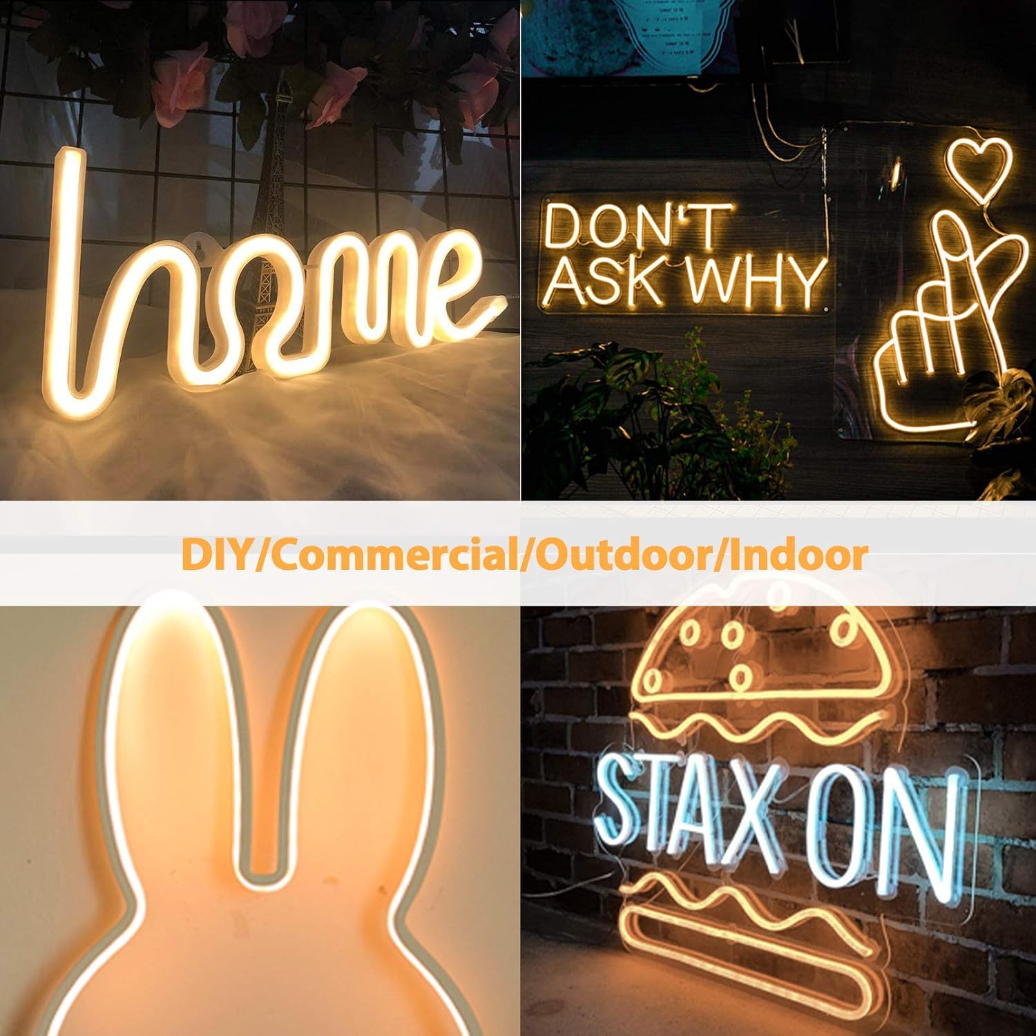 Lamomo LED Neon Rope Light 32.8Ft, Warm White Silicone Strip, 3000K Waterproof, Model SRX-WW-10MUS, Indoor Outdoor Decor