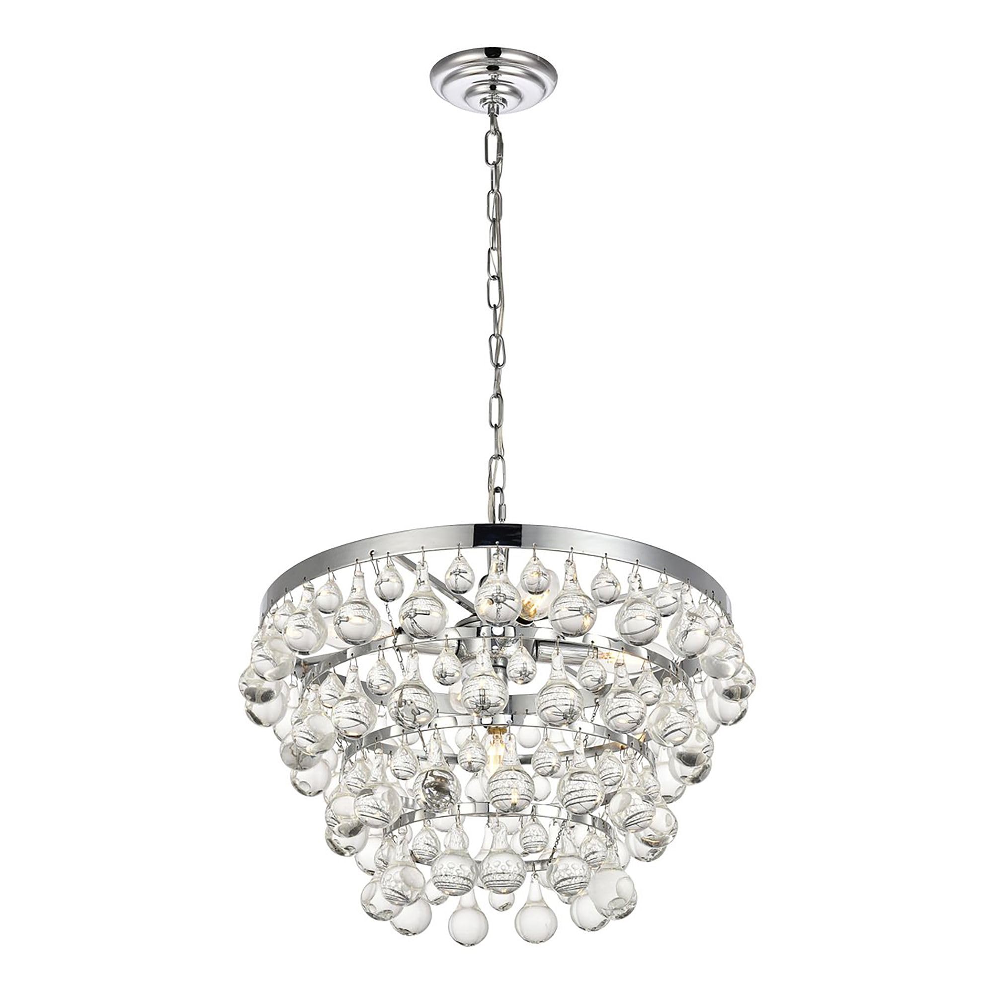 Elegant Lighting Living District Indoor Modern Home Decorative Bright Ceiling Kora Collection Pendant D17 H10.9 Lt:5 Chrome Finish